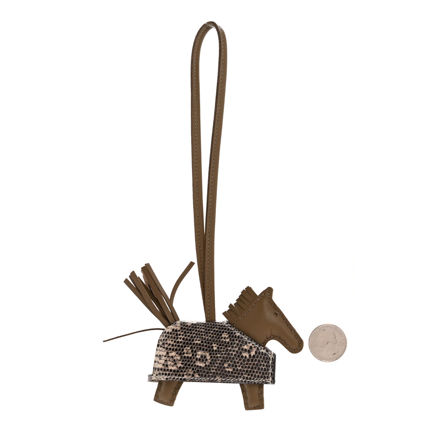 Milo Lambskin Lizard Touch Studded Grigri Rodeo Robeo Rock Horse Bag Charm PM Etoupe Ombre