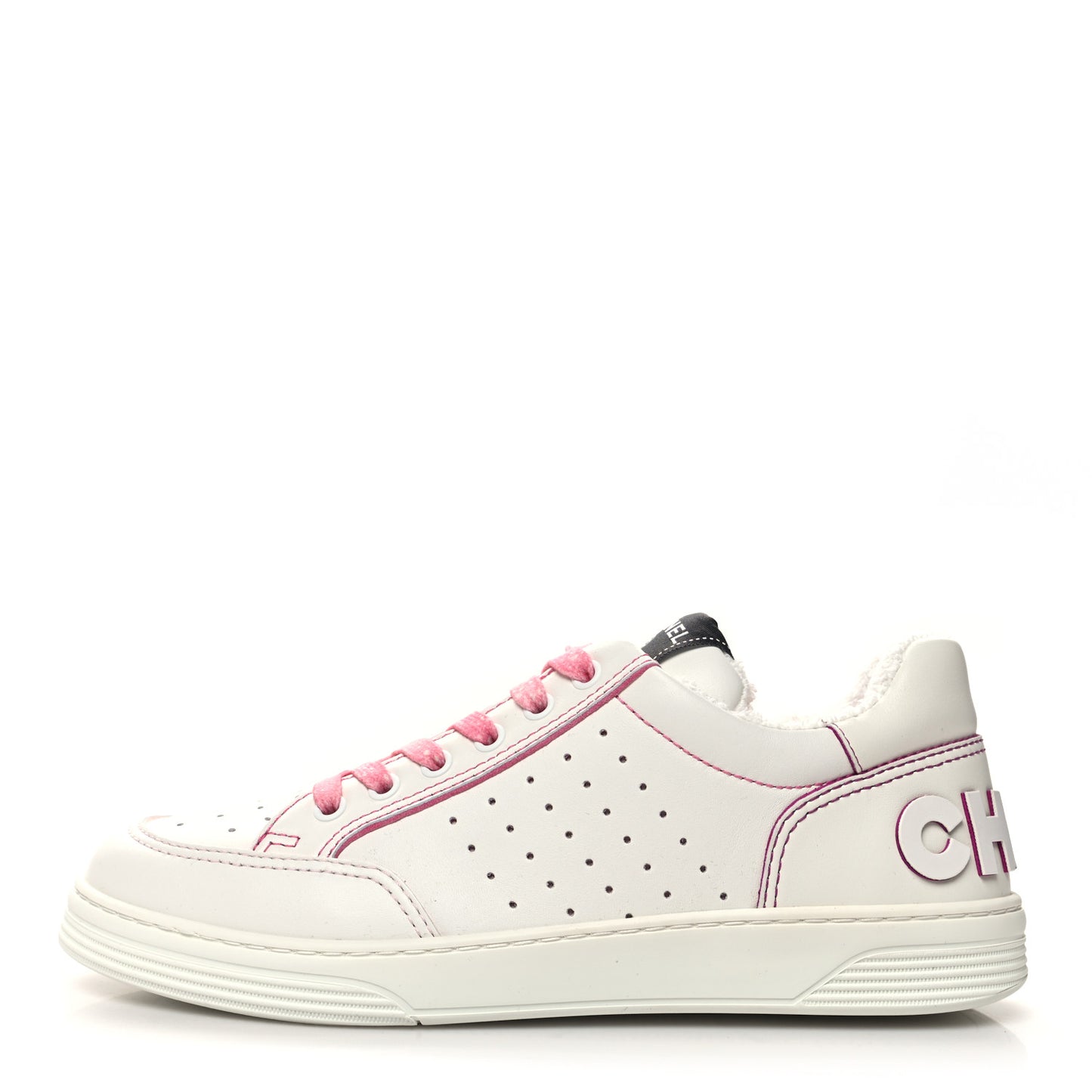 Calfskin Womens Logo Sneakers 40 White Pink
