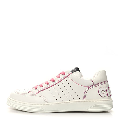 Chanel Calfskin Womens Logo Sneakers 40 White Pink 1 of 8
