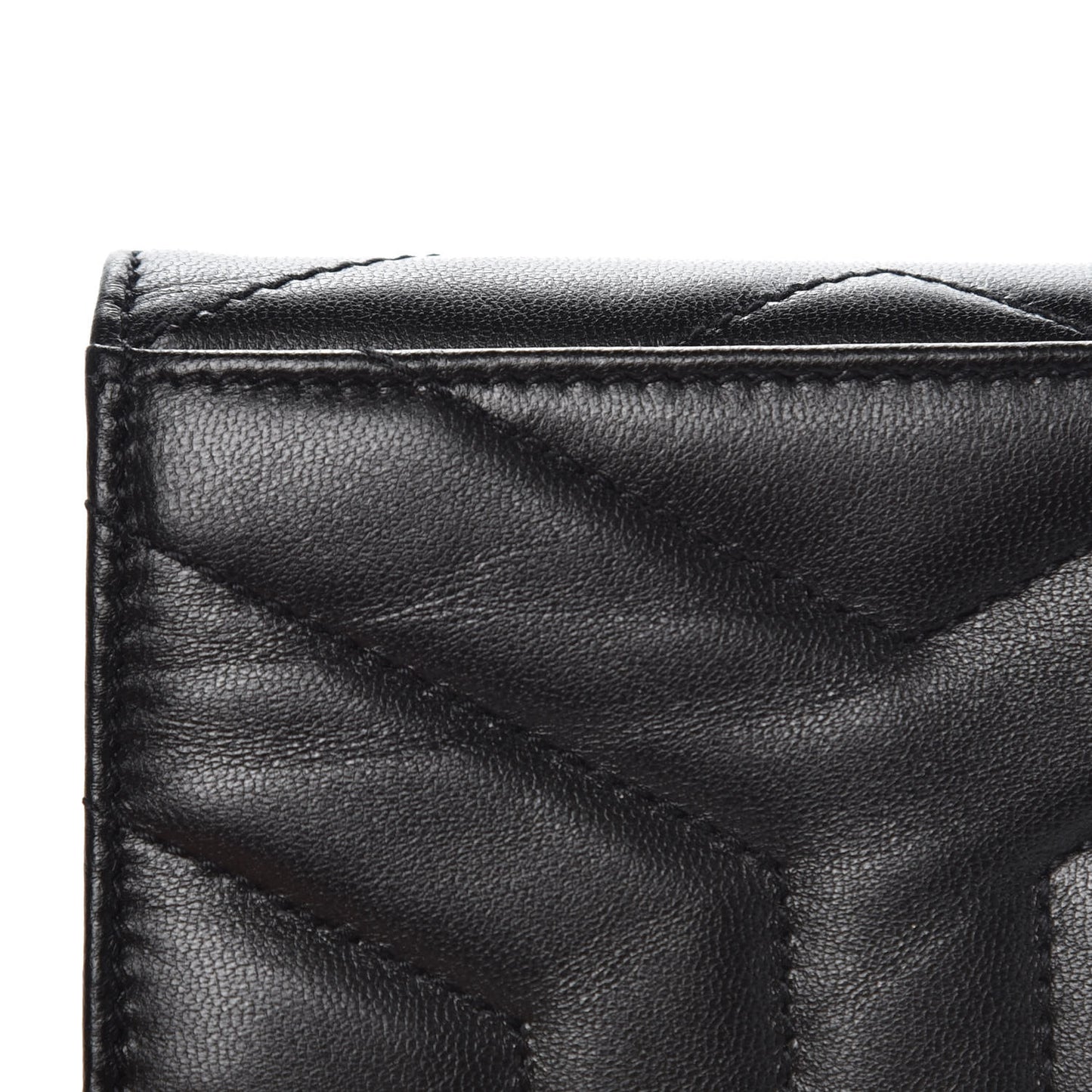 Lambskin Y Quilted Monogram Loulou Flap Wallet Black