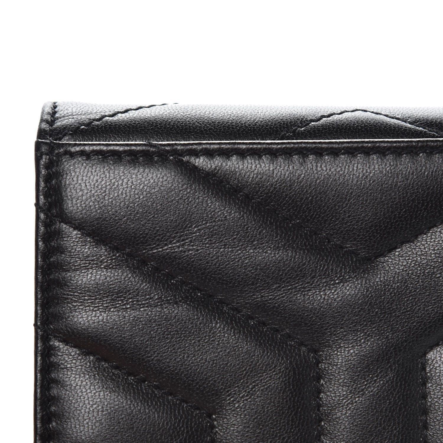 Saint Laurent Lambskin Y Quilted Monogram Loulou Flap Wallet Black 8 of 9