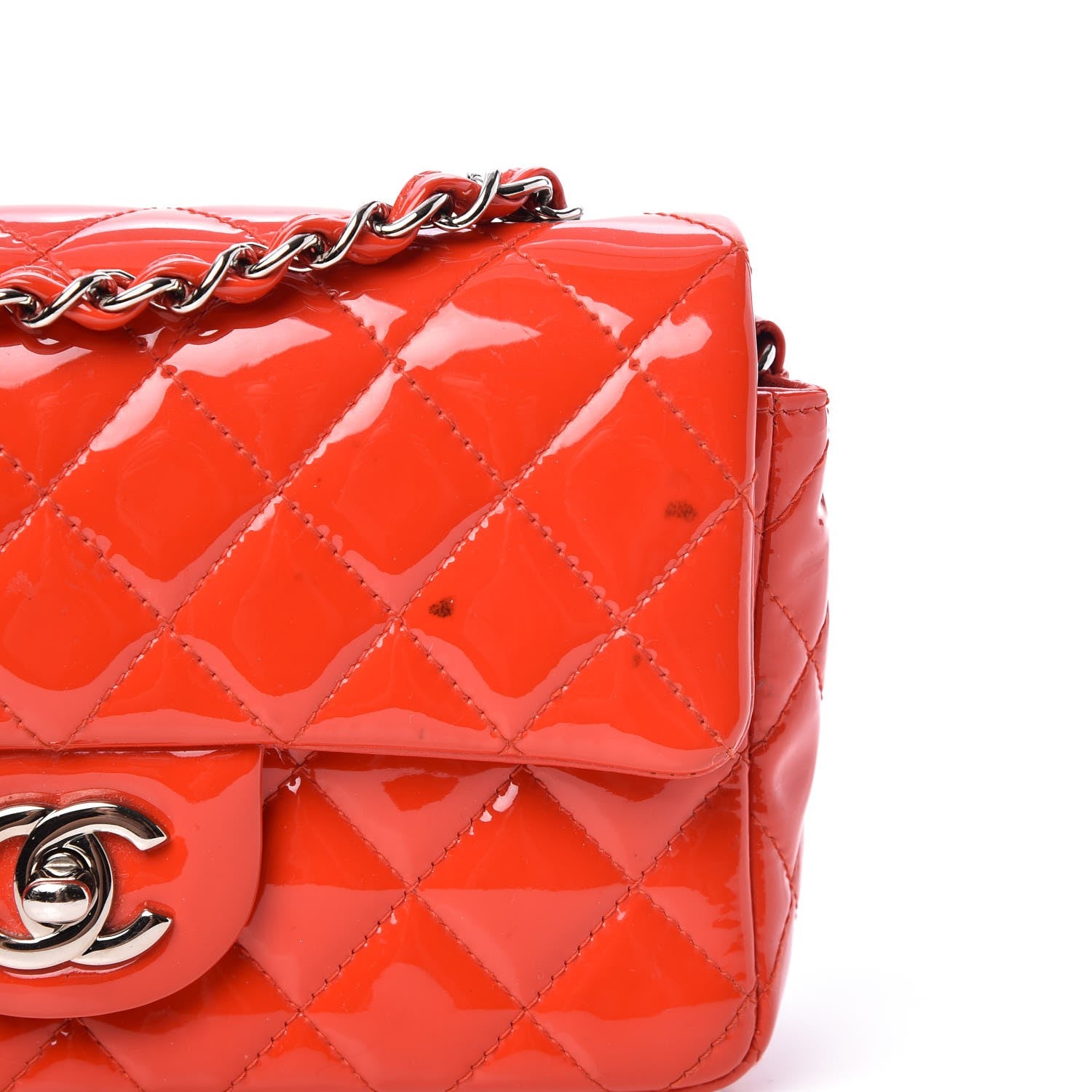 Chanel Patent Calfskin Quilted Mini Rectangular Flap Red 9 of 12
