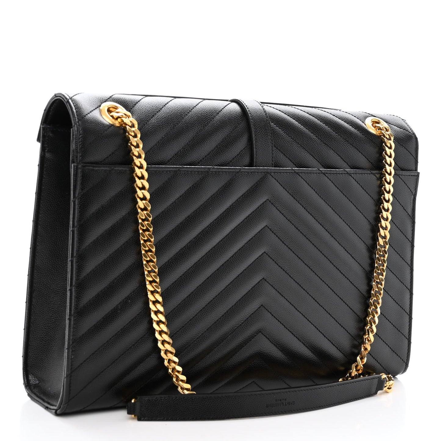 Grain De Poudre Matelasse Chevron Large Monogram Satchel Black