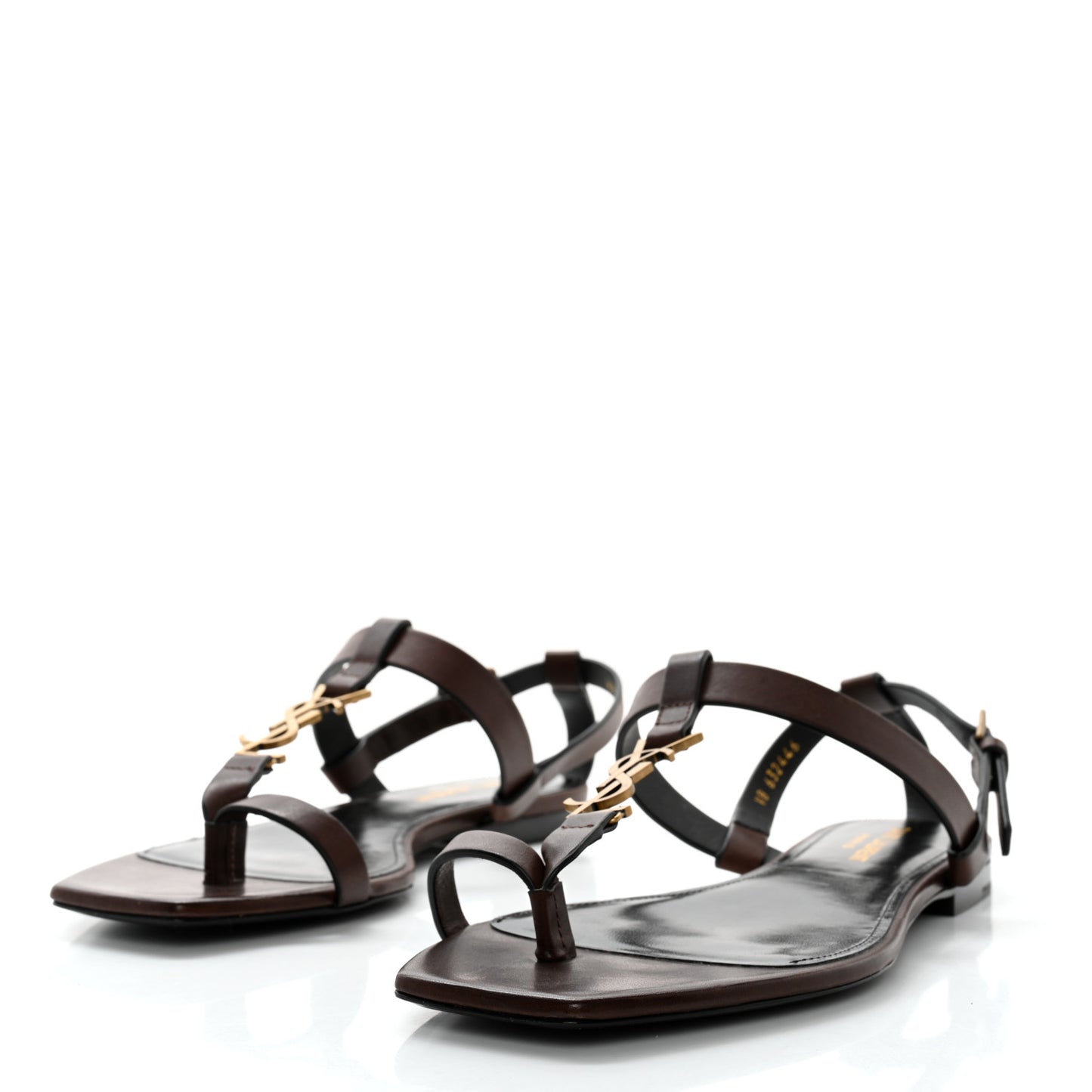 Calfskin Cassandra Monogram Sandals 38 Brown