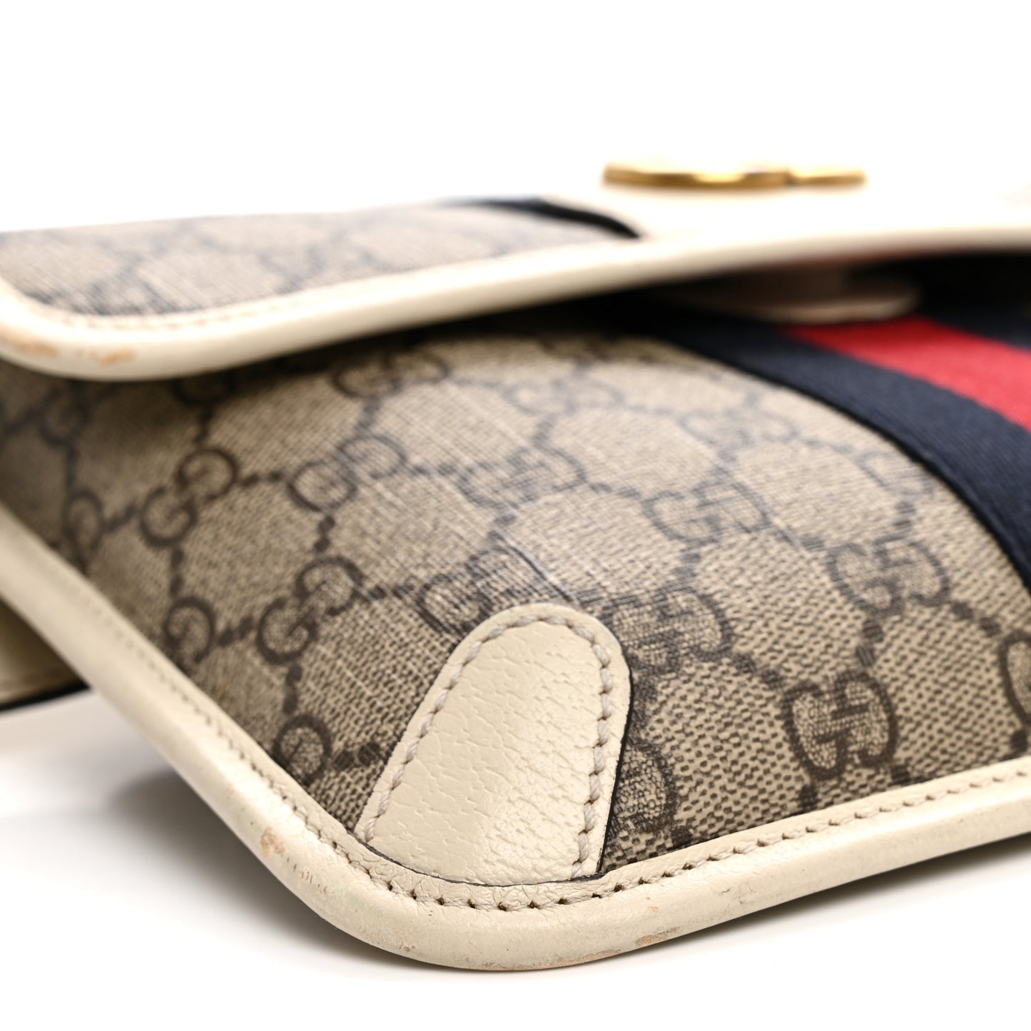 GG Supreme Monogram Web Small Ophidia Belt Bag 90 36 Beige Ebony White