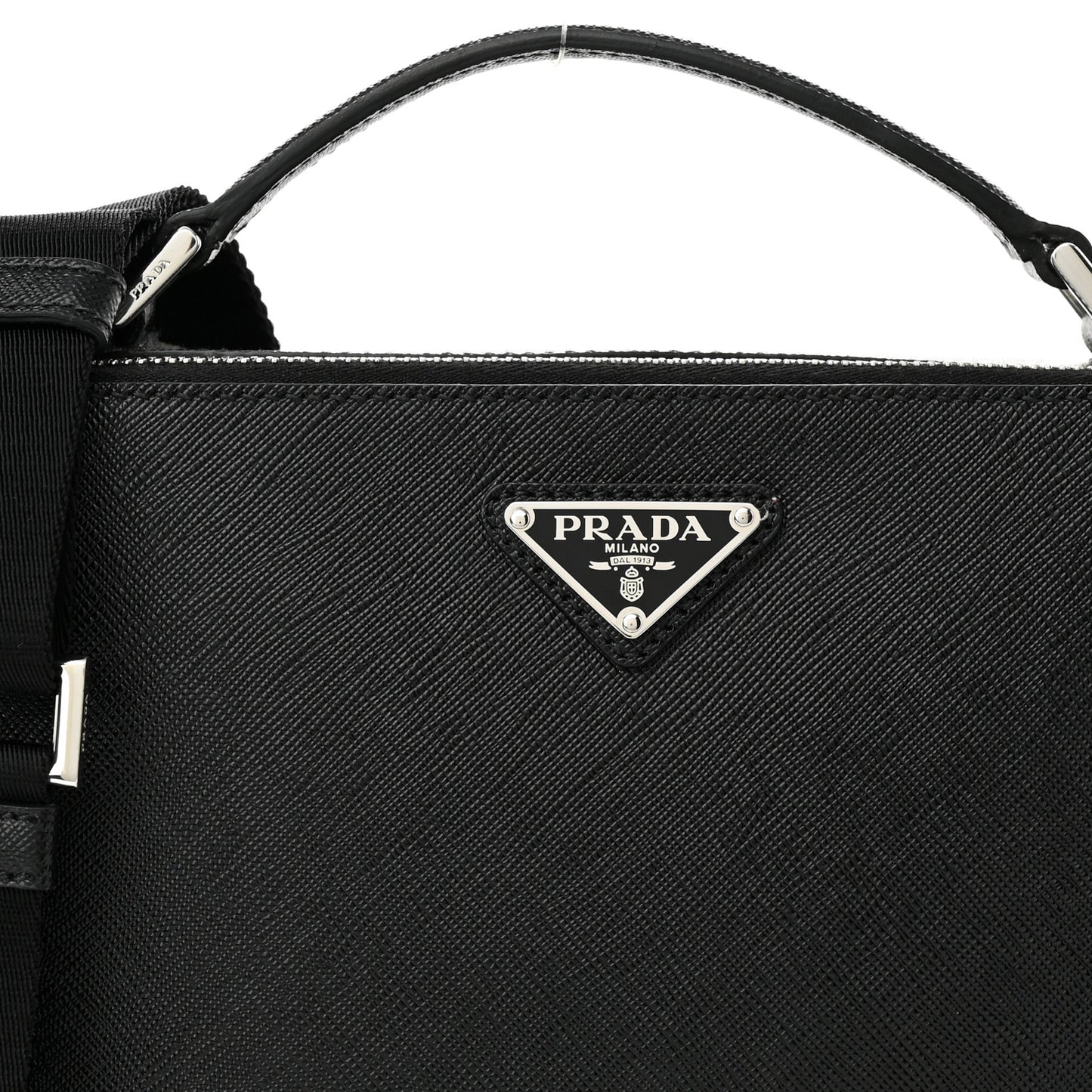 Saffiano Travel Medium Brique Crossbody Bag Black