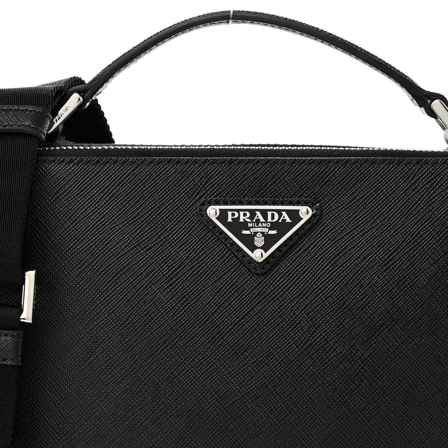 Prada Saffiano Travel Medium Brique Crossbody Bag Black 7 of 9