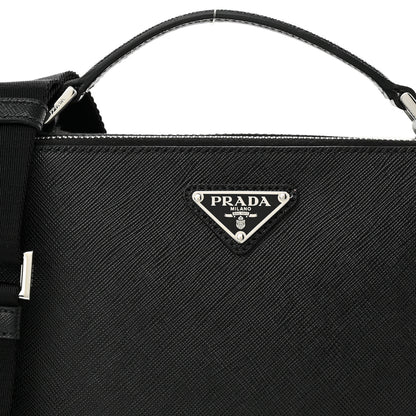Prada Saffiano Travel Medium Brique Crossbody Bag Black 7 of 9
