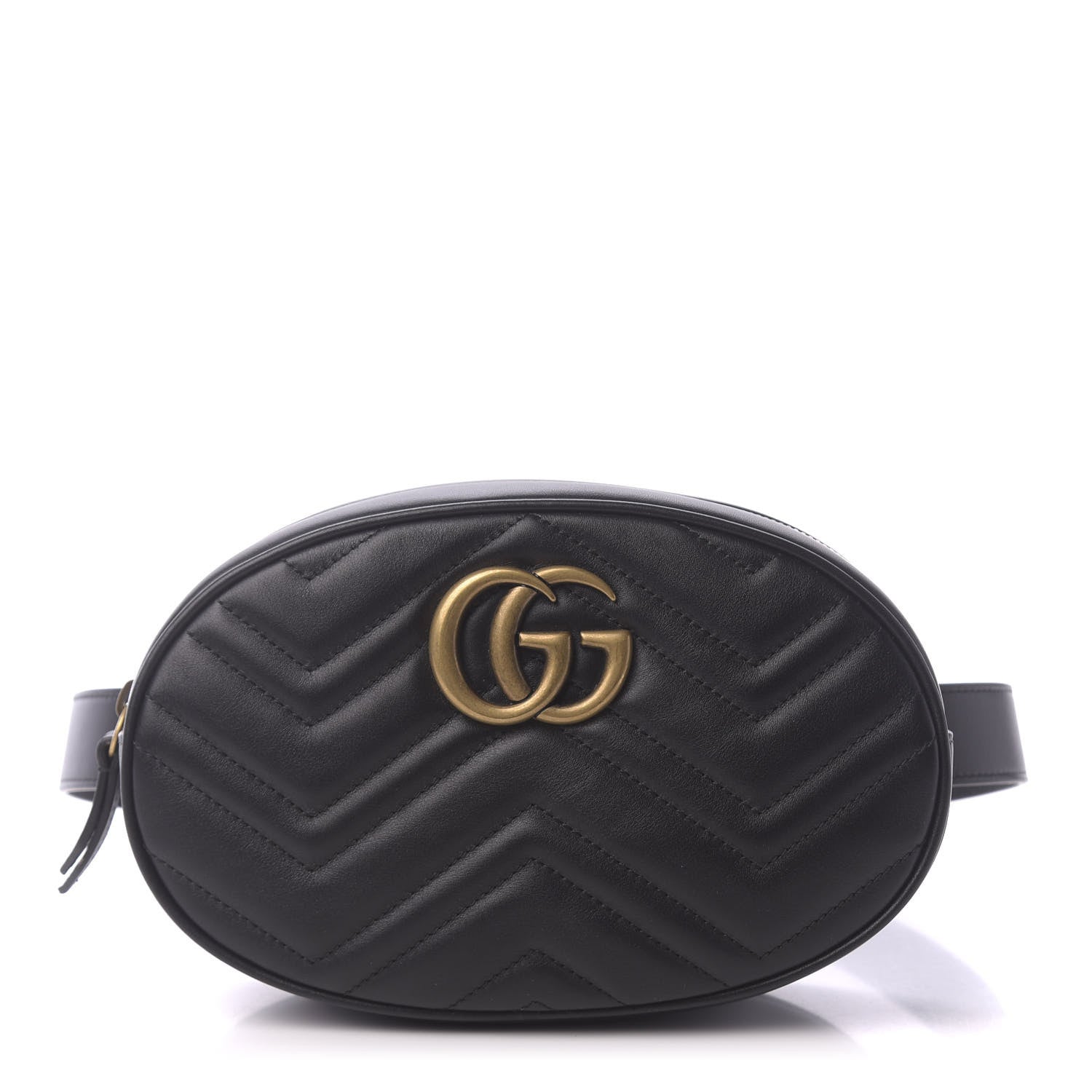 Gucci Calfskin Matelasse GG Marmont Belt Bag 75 30 Black 1 of 10