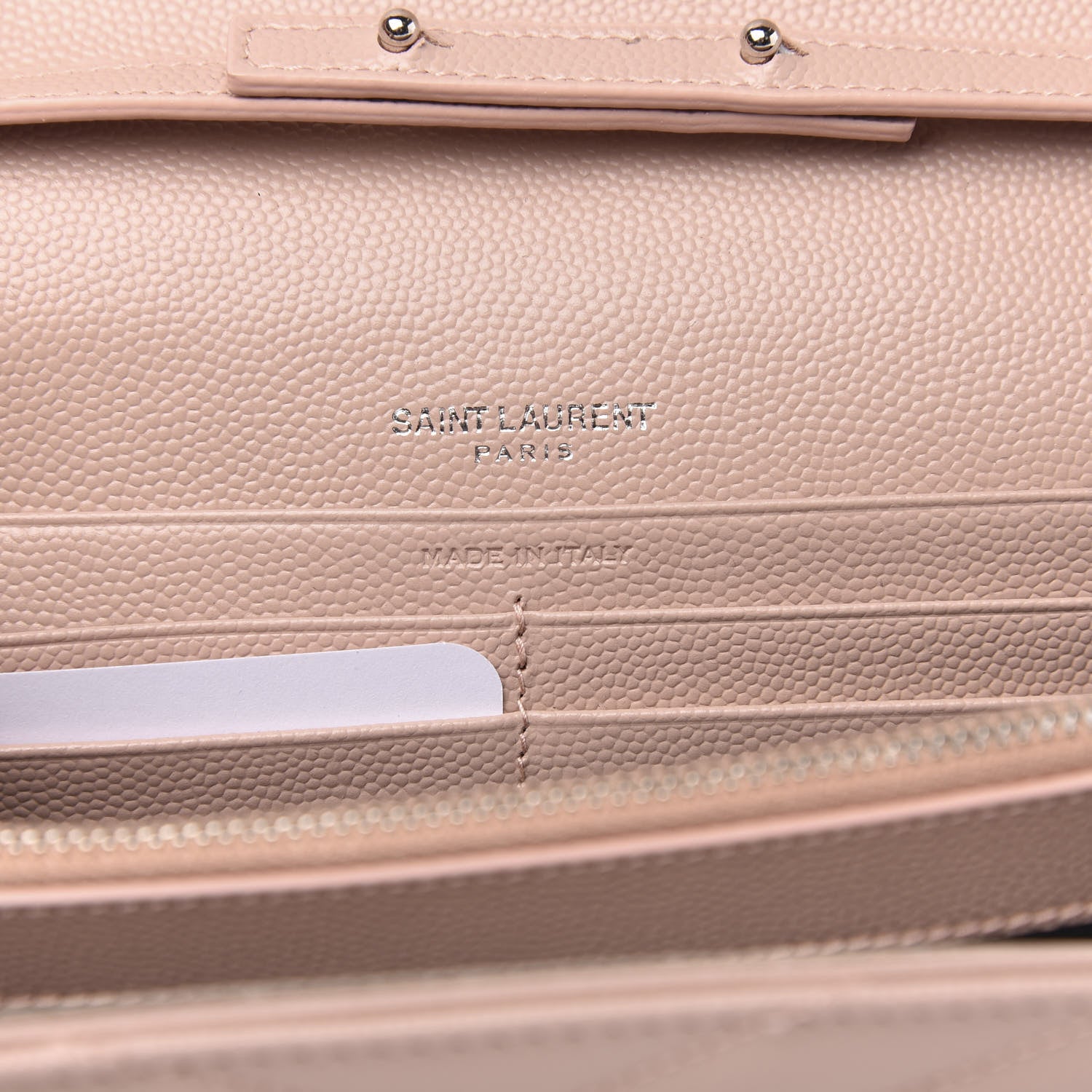 Saint Laurent Grain De Poudre Matelasse Chevron Monogram Chain Wallet Pale Pink 6 of 9