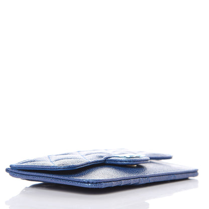 Chanel Iridescent Caviar Quilted Flap Zip Card Holder Dark Blue 4 of 8