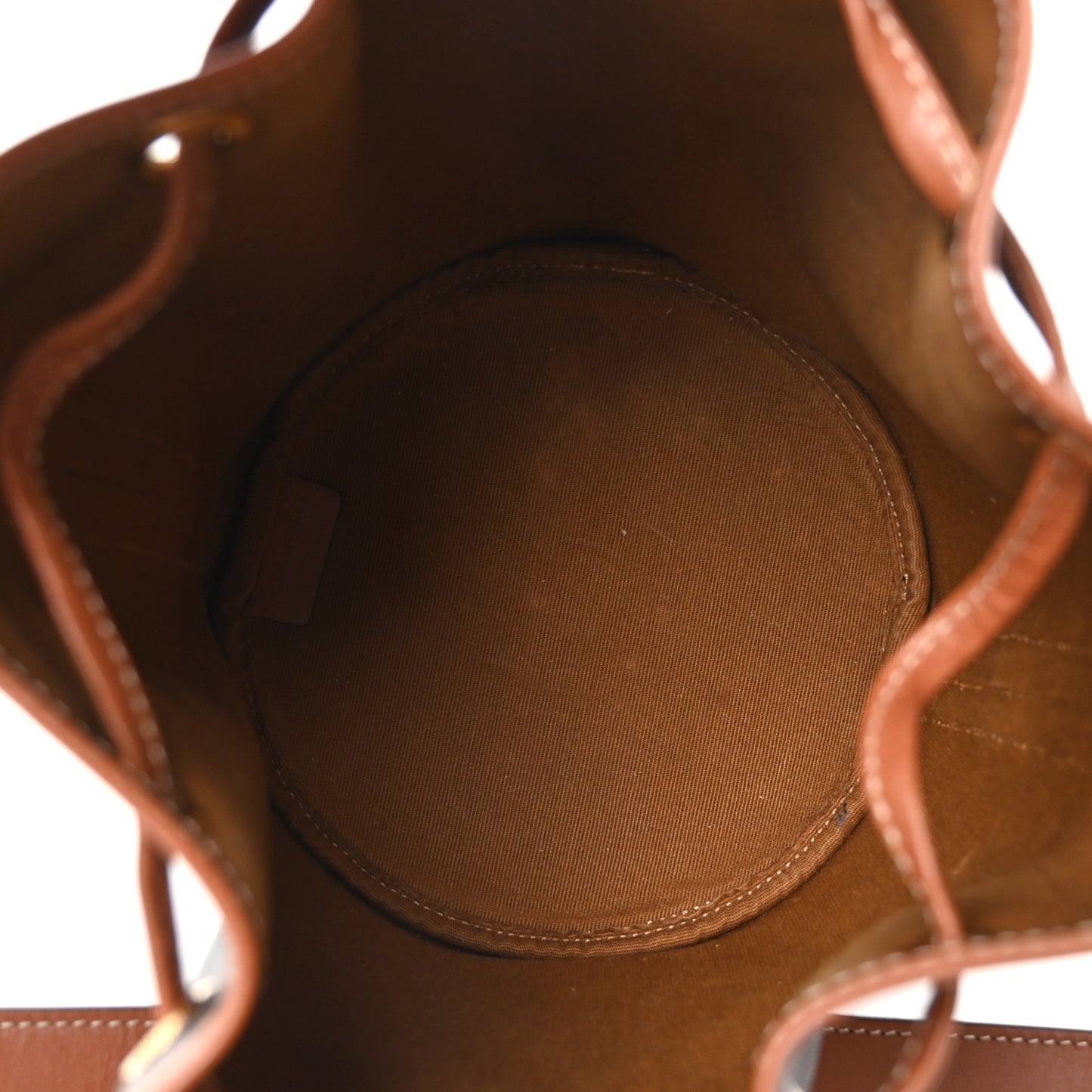 Triomphe Canvas Calfskin Small Drawstring Bucket Bag Tan Tan