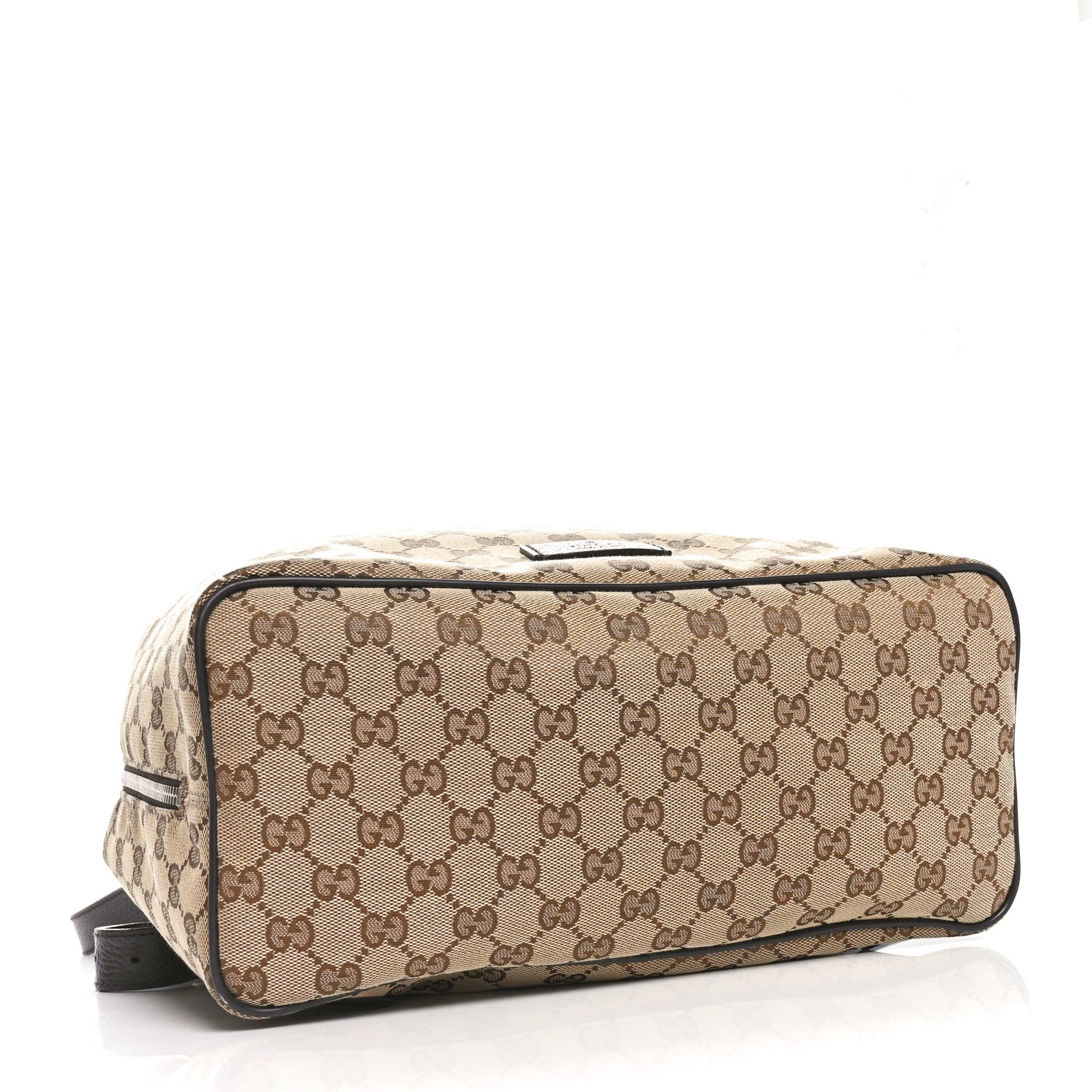 Gucci Monogram Dollar Calfskin O Drawstring Backpack Beige Ebony Testa di Moro Dark Chocolate 4 of 10
