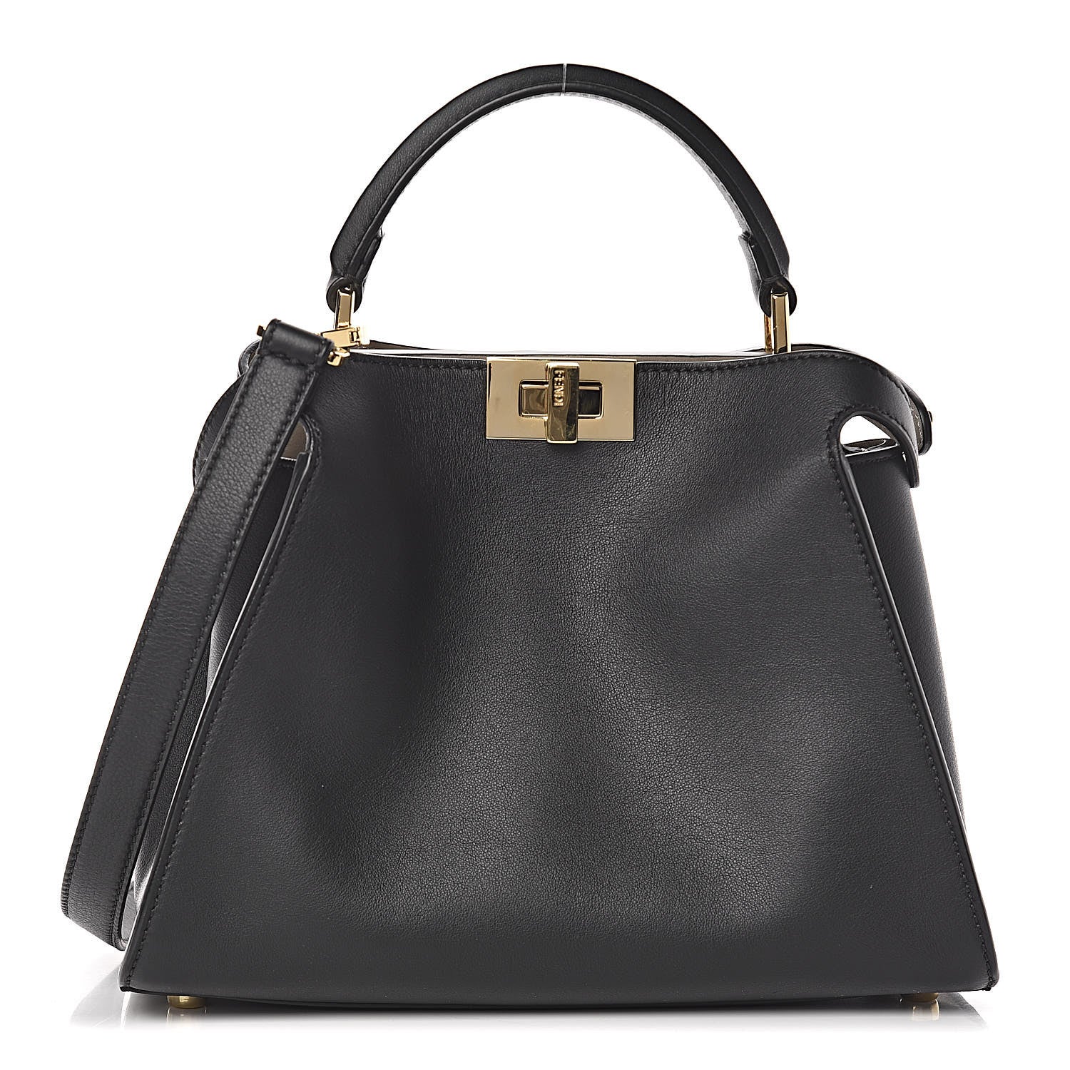 Fendi Vitello Tahiti Burro Medium Peekaboo Iconic Essentially Satchel Black Corda 1 of 10