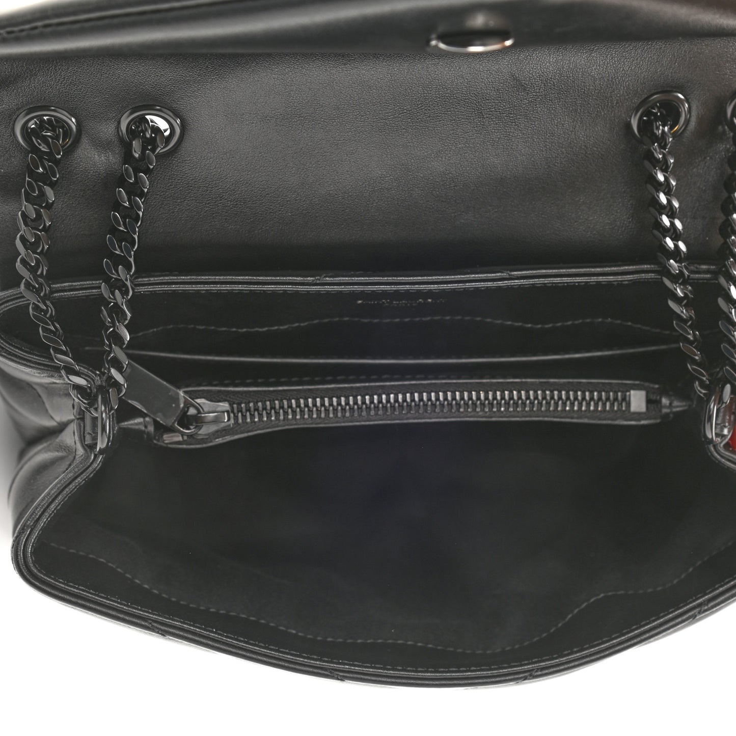 Calfskin Y Quilted Monogram Monochrome Small Loulou Chain Satchel Black