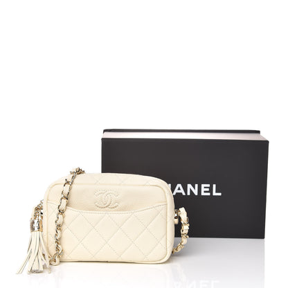 Chanel Caviar Quilted Mini Coco Tassel Camera Case White 10 of 10