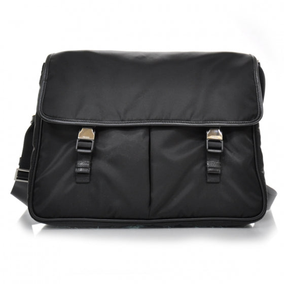 Tessuto Nylon Messenger Bag w Laptop Case Nero