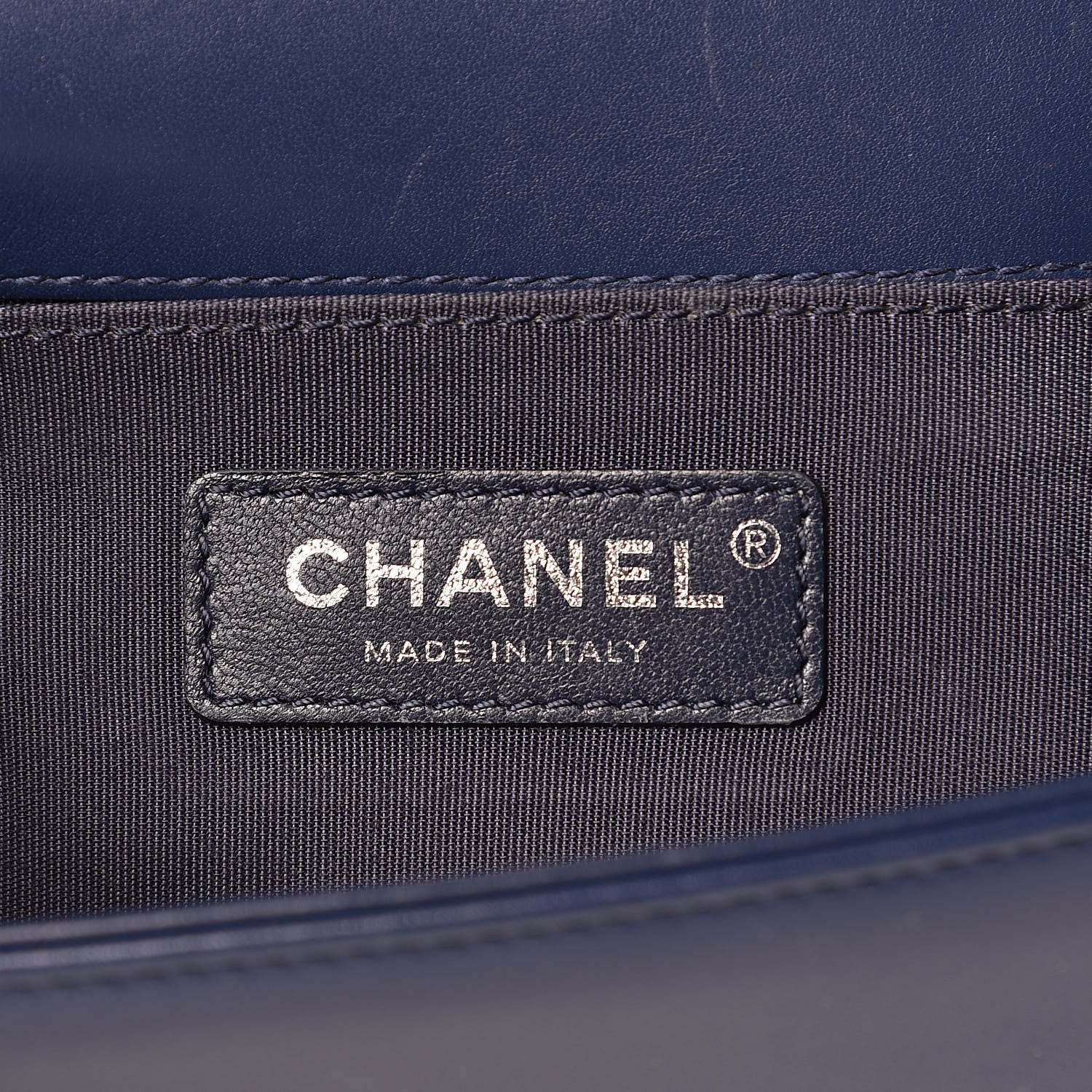 Chanel Calfskin Painted Chevron Embossed Small Boy Flap Dark Blue 6 of 18