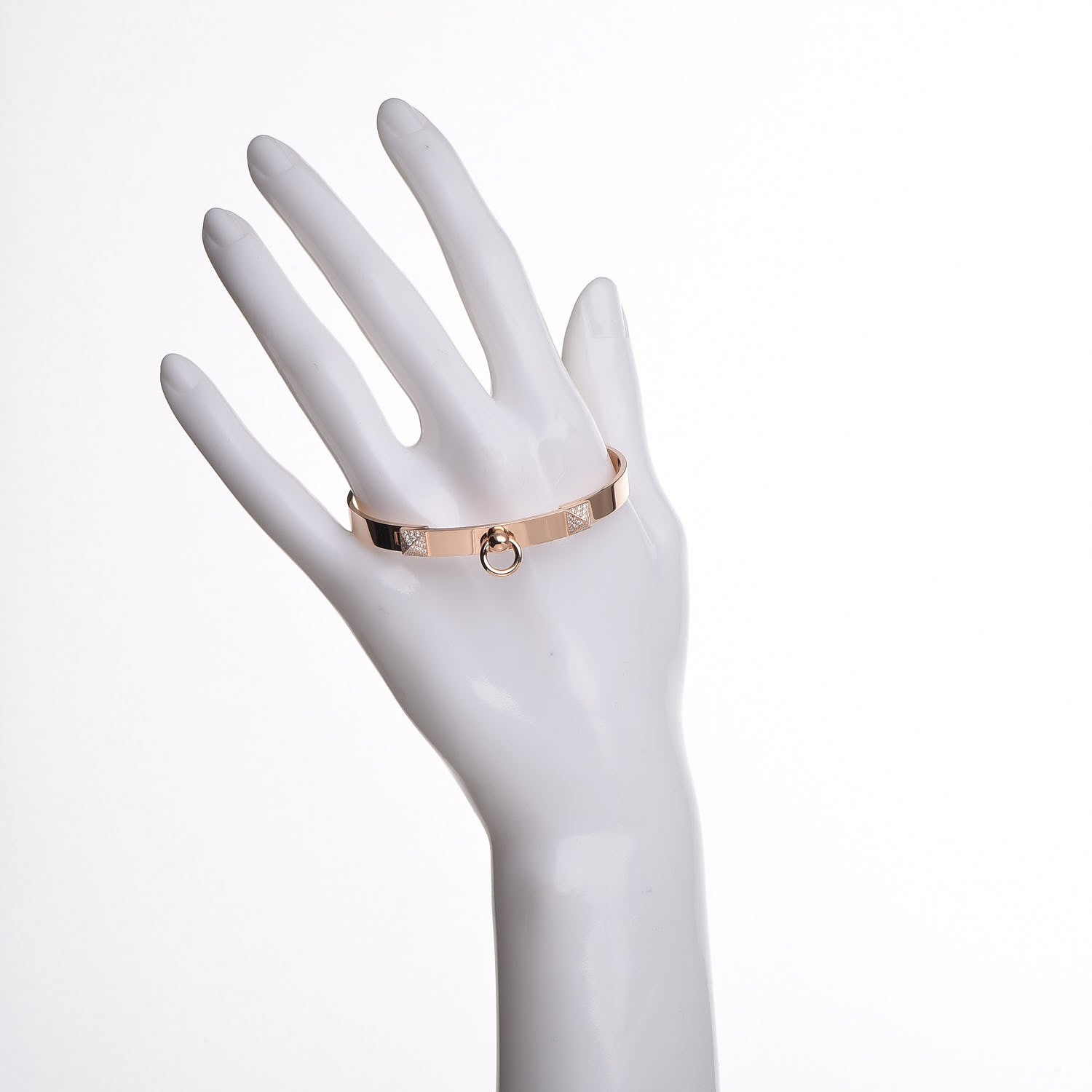 Hermes 18K Rose Gold Diamond PM Collier De Chien Bracelet SH 2 of 4