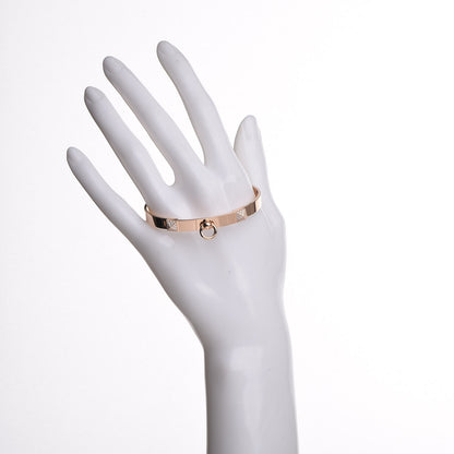 Hermes 18K Rose Gold Diamond PM Collier De Chien Bracelet SH 2 of 4