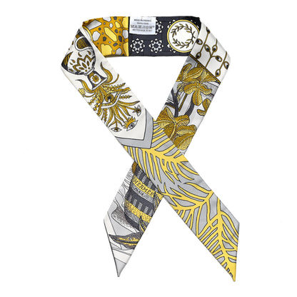 Hermes Silk La Danse Des Amazones Twilly Gris White Gold 1 of 4