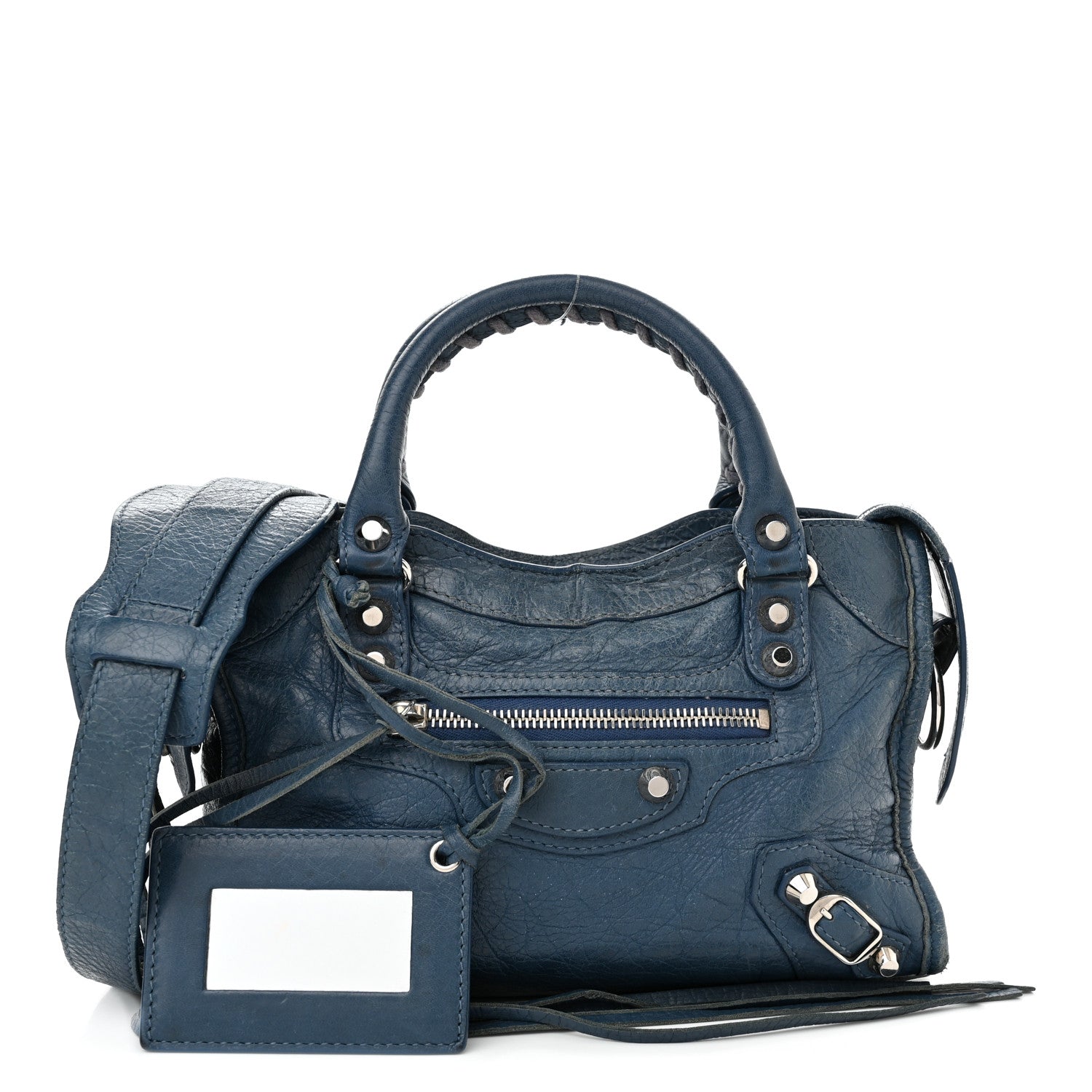 Balenciaga Agneau Classic Silver Hardware Mini City Bleu Profond 1 of 12