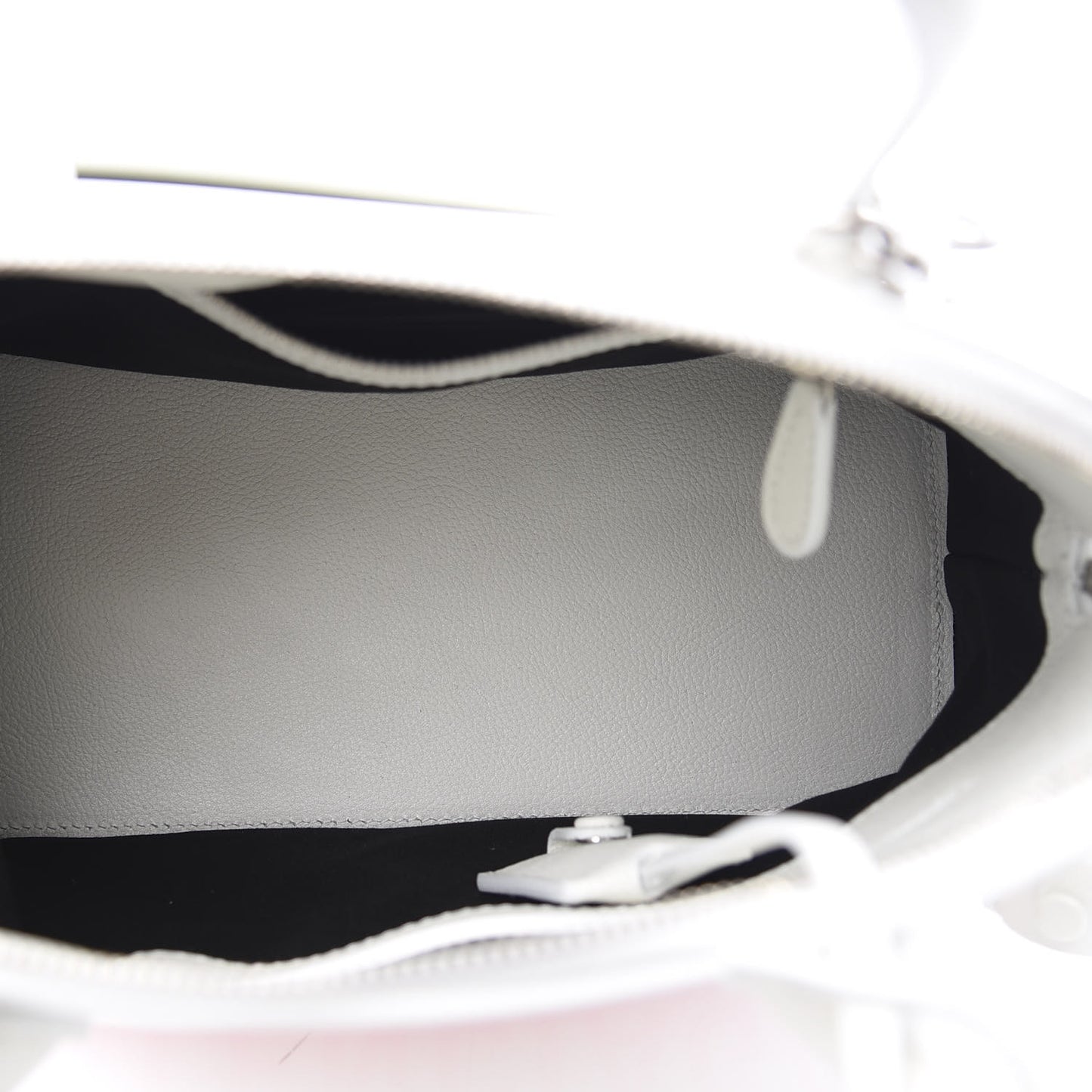 Grained Calfskin Logo S Ville Top Handle Bag White Fluo Pink