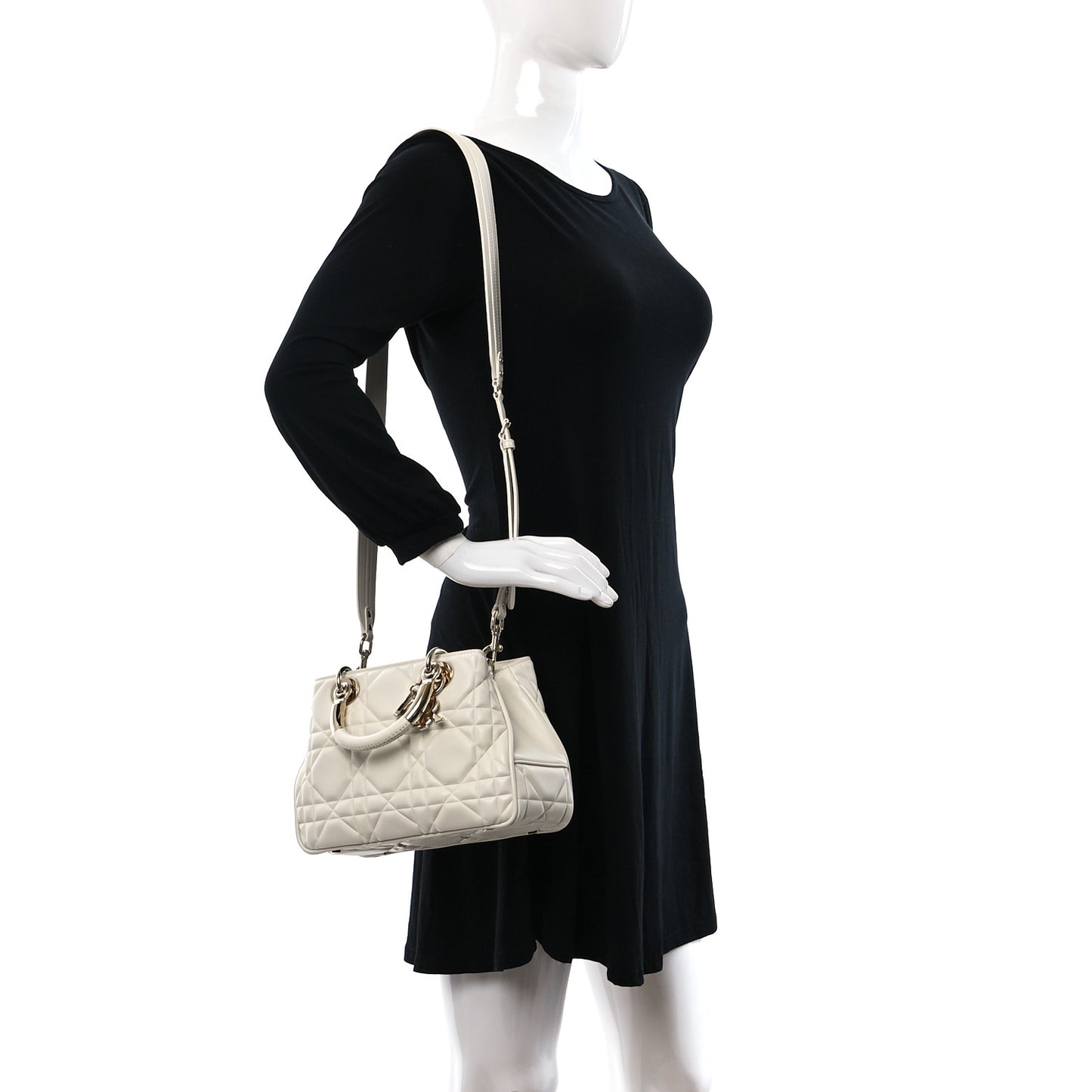 Calfskin Cannage Small The Lady 95.22 Ivory