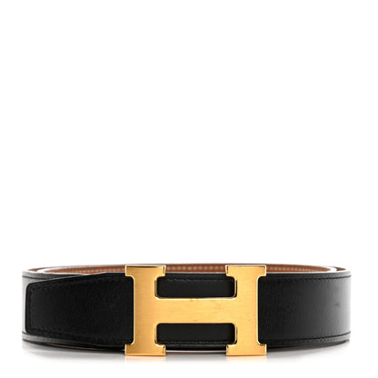 Hermes Box Togo 32mm H Belt 75 30 Black Gold 1 of 6