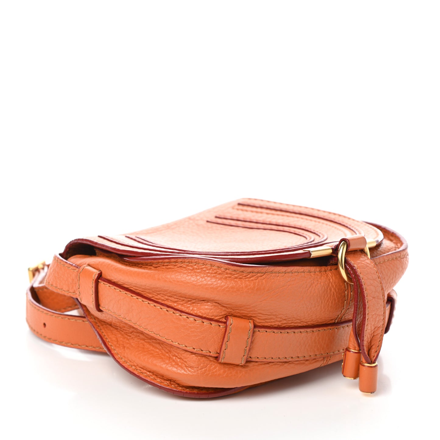 Calfskin Mini Marcie Round Crossbody Bag Orange