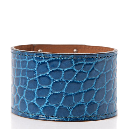 Hermes Shiny Alligator Kelly Dog Cuff Bleu Izmir 3 of 6