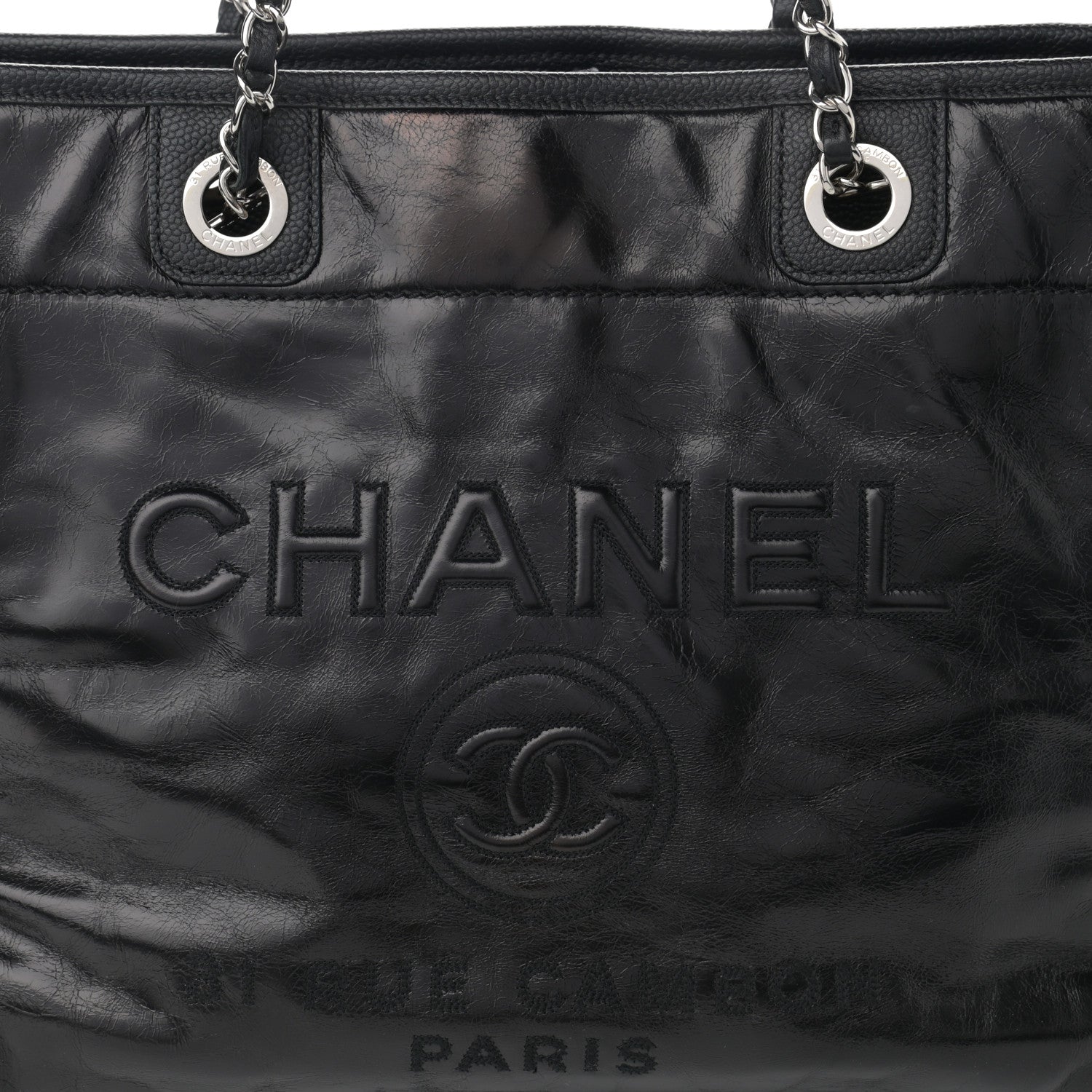 Chanel Glazed Calfskin Small Deauville Tote Black 8 of 11