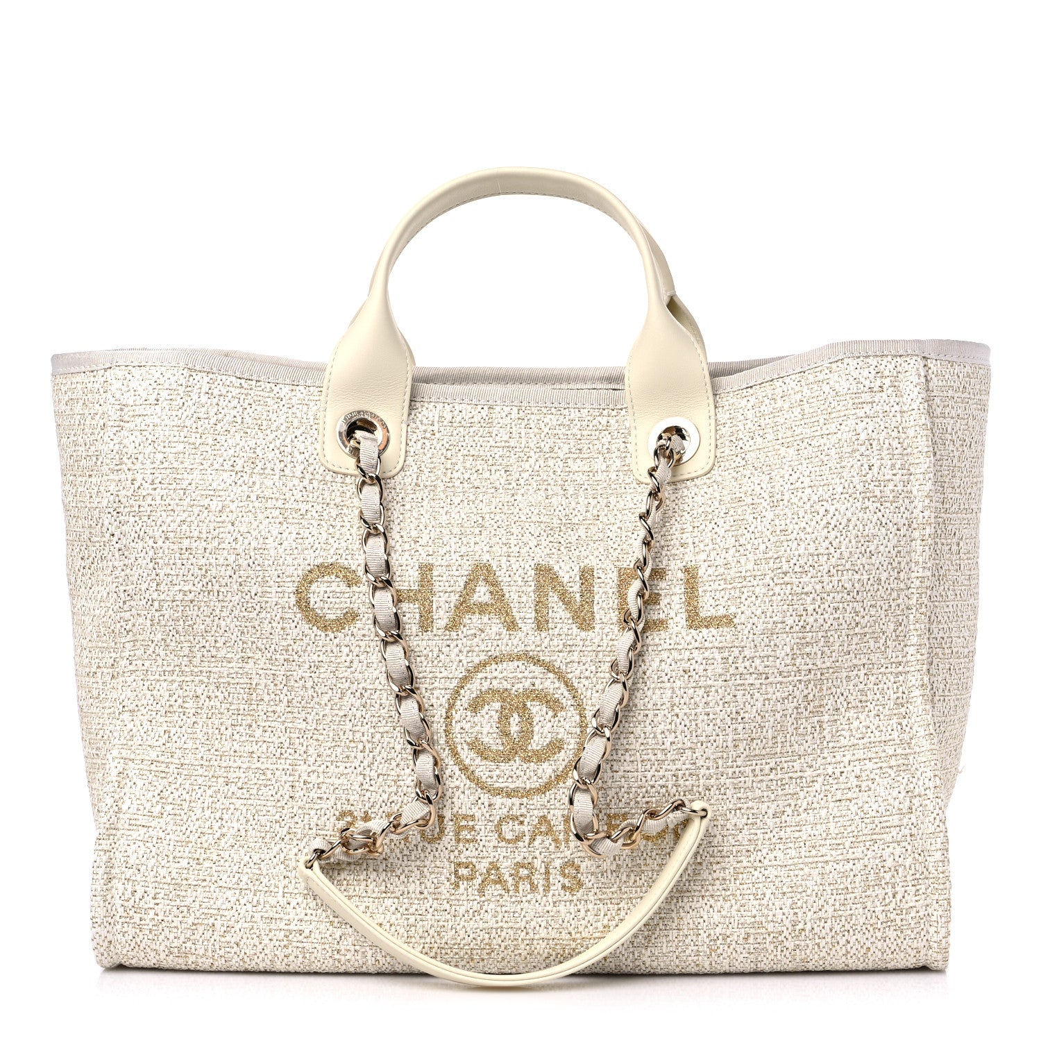 Chanel Mixed Fibers Calfskin Medium Deauville Tote Light Beige 1 of 9