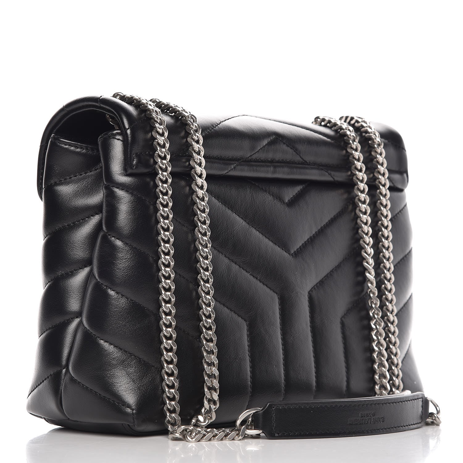 Saint Laurent Calfskin Y Quilted Monogram Small Loulou Chain Satchel Black 3 of 9