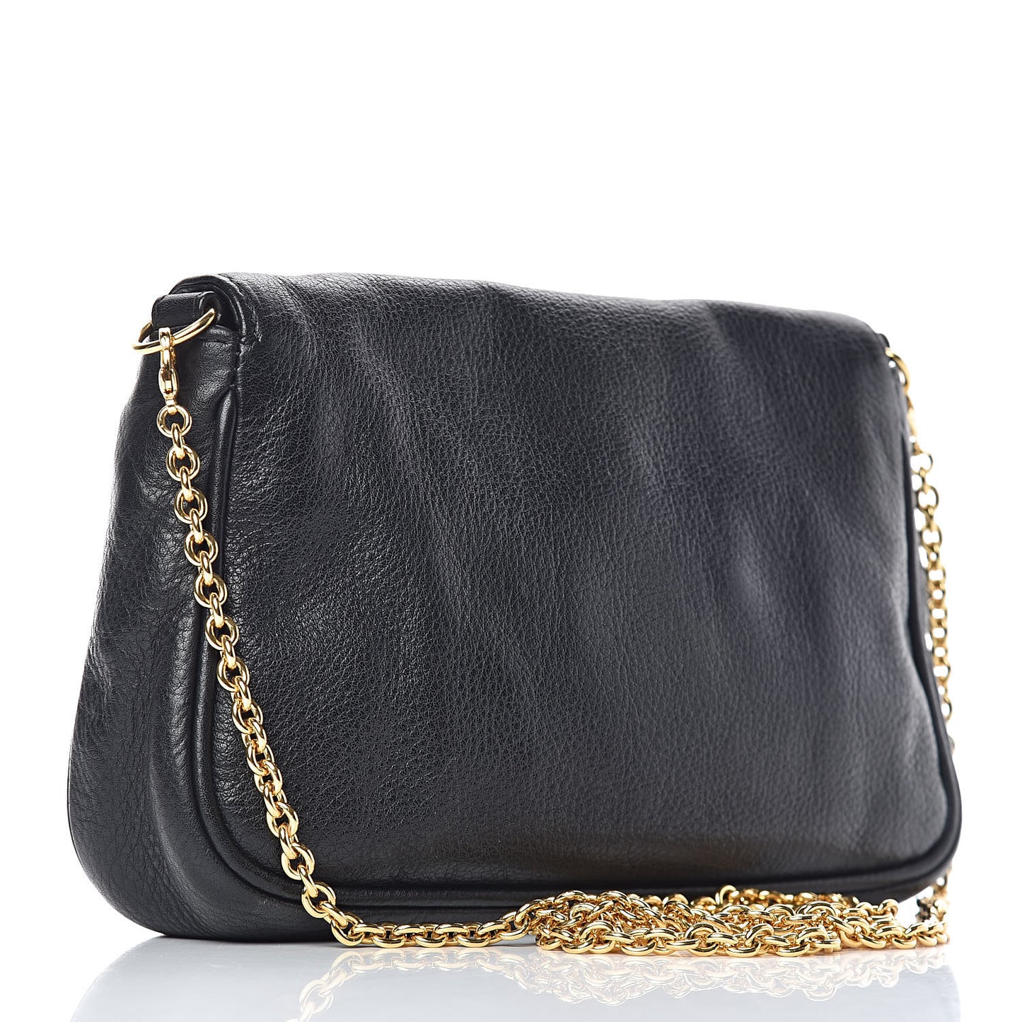 Vitello Flamingo Fendista Pouchette Crossbody Black