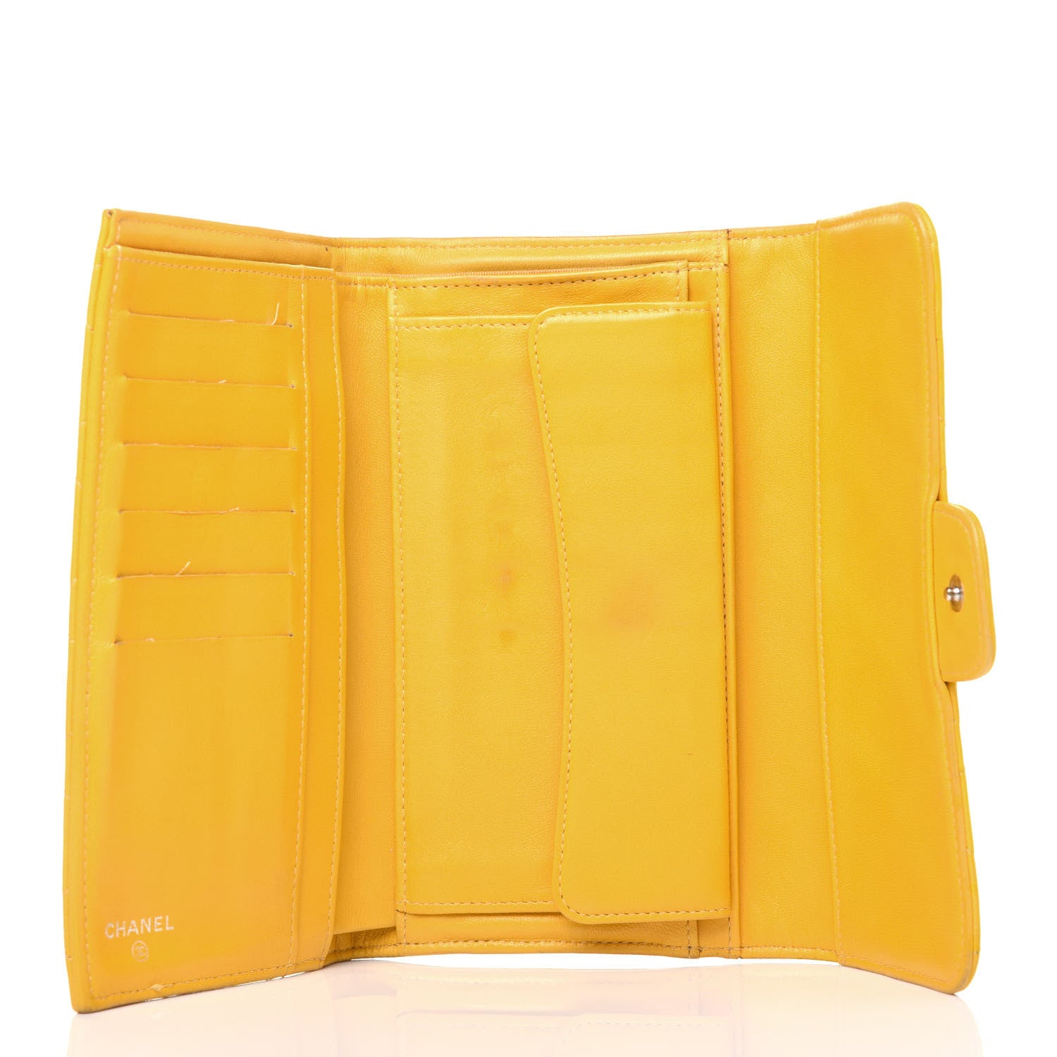 Chanel Lambskin Quilted Large Flap Wallet Yellow 5 of 23