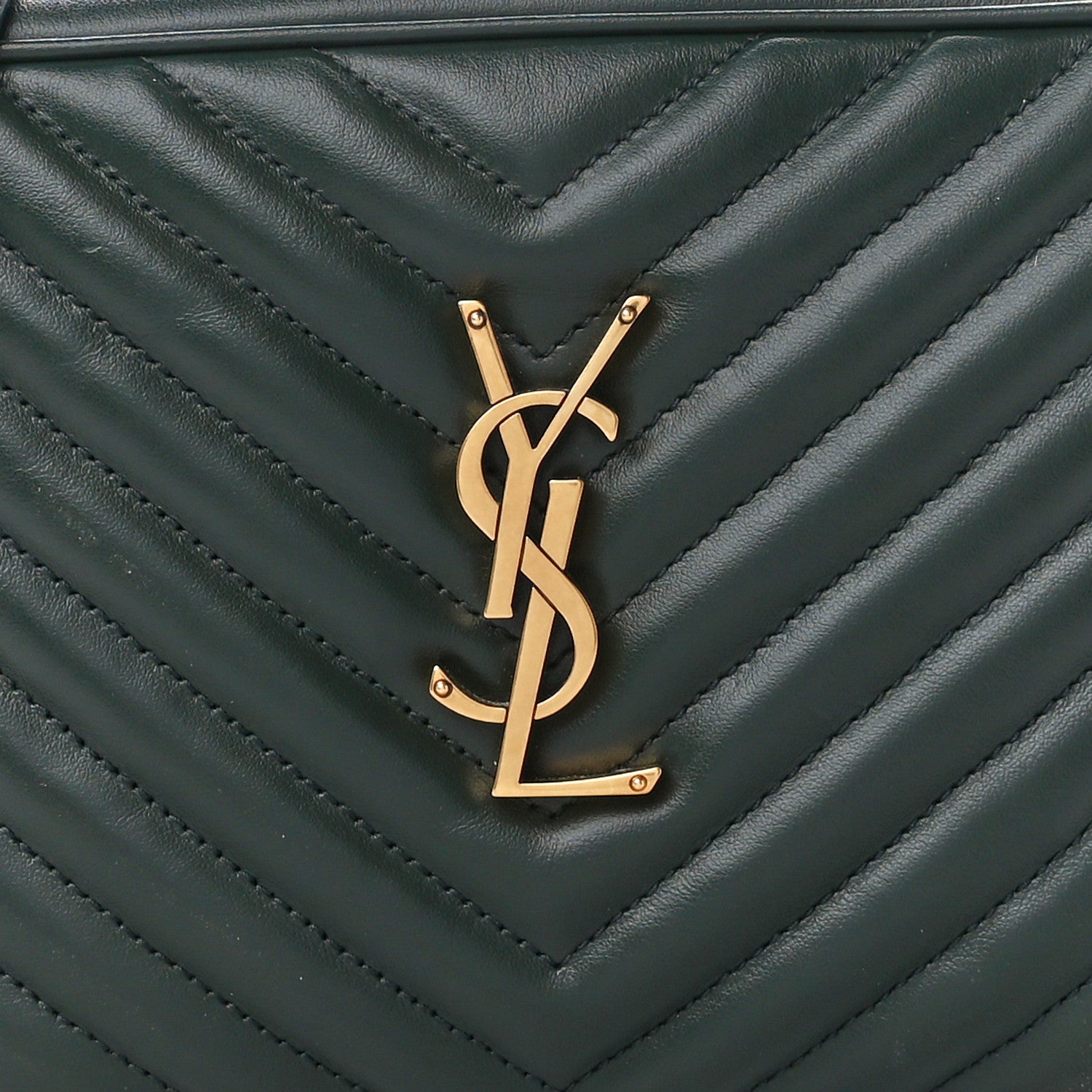 Saint Laurent Calfskin Matelasse Monogram Lou Camera Bag Vert Fonce 8 of 10