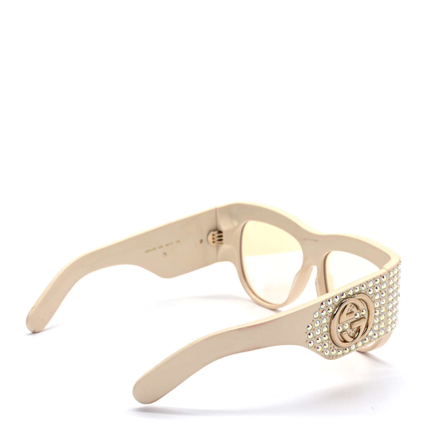 Gucci Acetate Crystal Oversize Hollywood Forever Sunglasses GG0144S Ivory 4 of 7