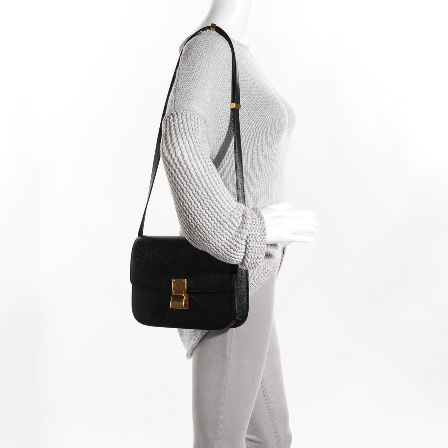 Goatskin Medium Classic Box Flap Bag Black