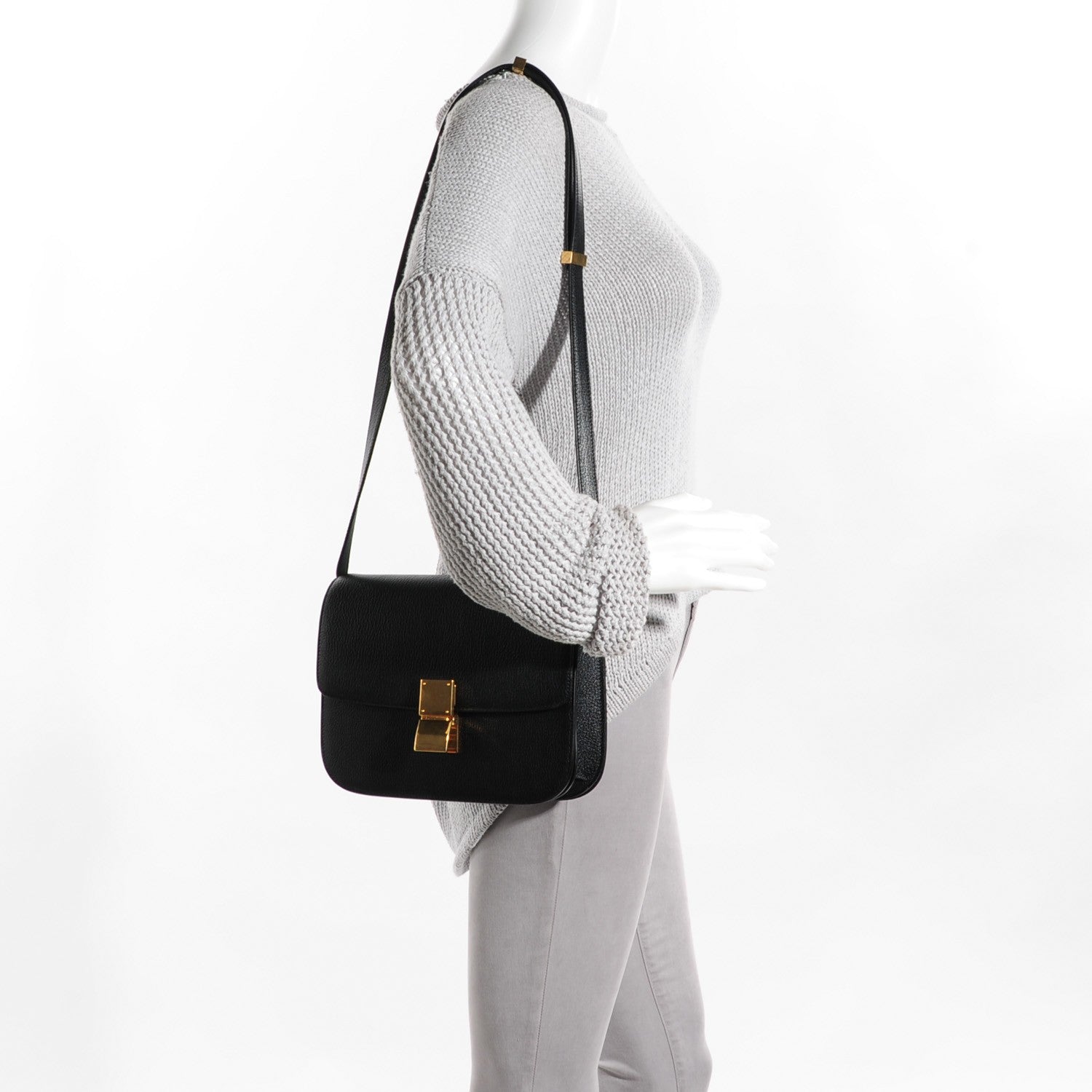 Celine Goatskin Medium Classic Box Flap Bag Black 2 of 8