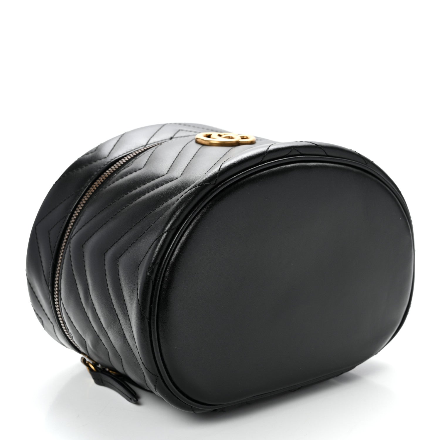 Gucci Calfskin Matelasse Small GG Marmont Vanity Cosmetic Case Black 4 of 11