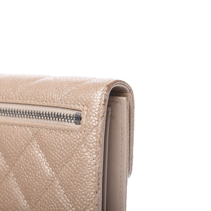 Chanel Iridescent Caviar Quilted Flap Card Holder Wallet Beige 9 of 13