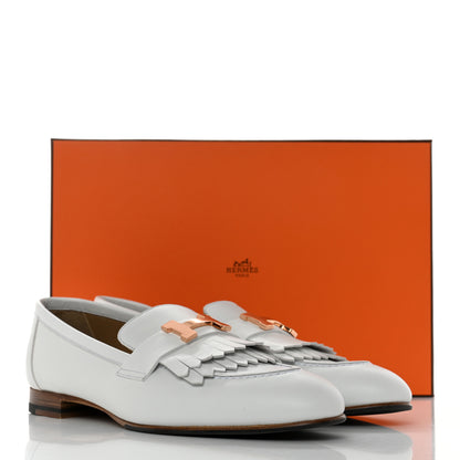Hermes Calfskin Womens Royal Loafers 39 White 9 of 9