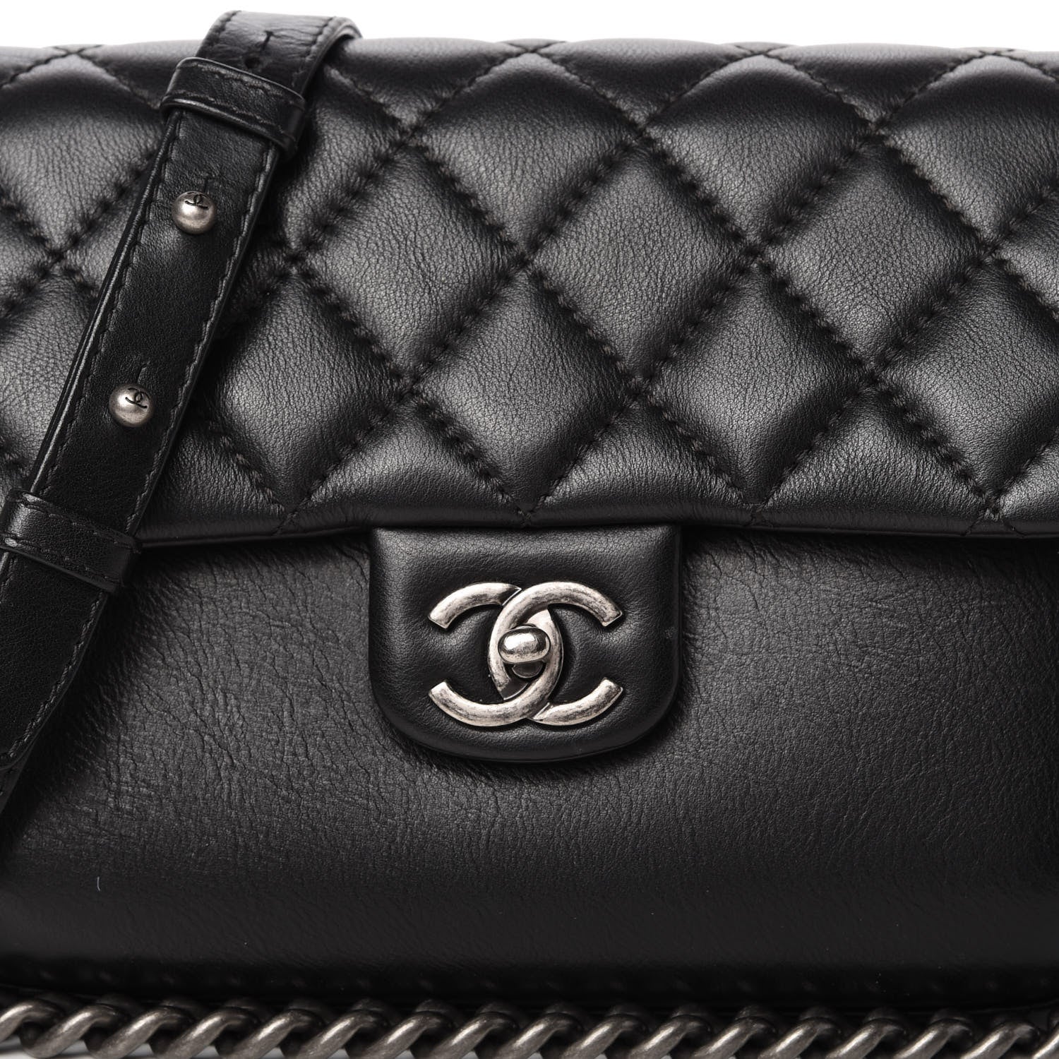Chanel Calfskin Quilted Medium Rock My Shoulder Flap Black 10 of 10