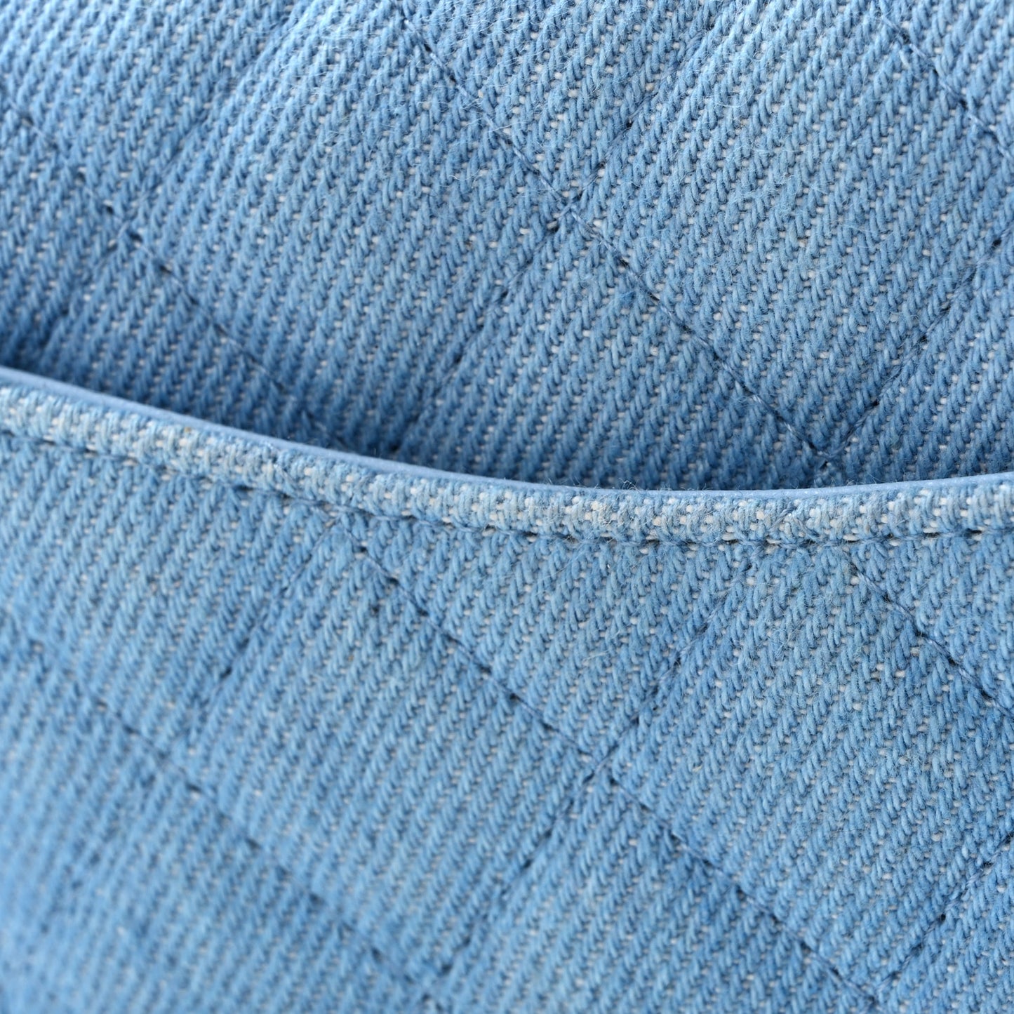 Denim Quilted Mini Rectangular Flap Blue