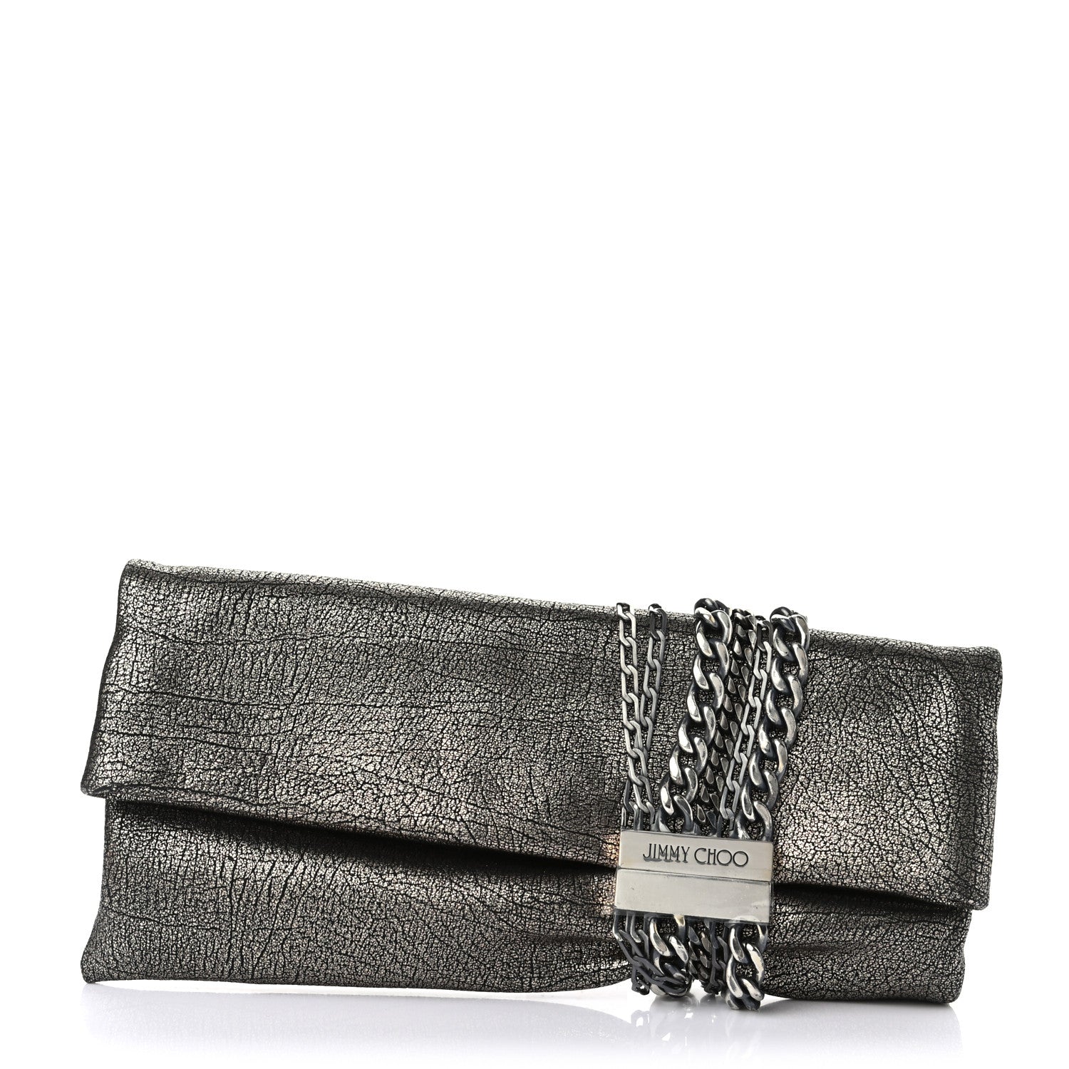 Jimmy Choo Calfskin Chandra Clutch Grey 1 of 7