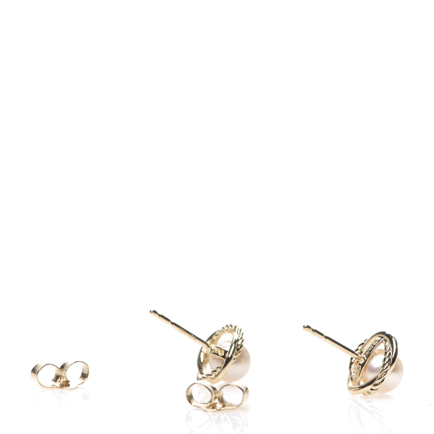 David Yurman 18K Yellow Gold Freshwater Pearl 6mm Infinity Earrings 3 of 4