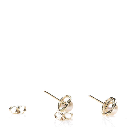 David Yurman 18K Yellow Gold Freshwater Pearl 6mm Infinity Earrings 3 of 4