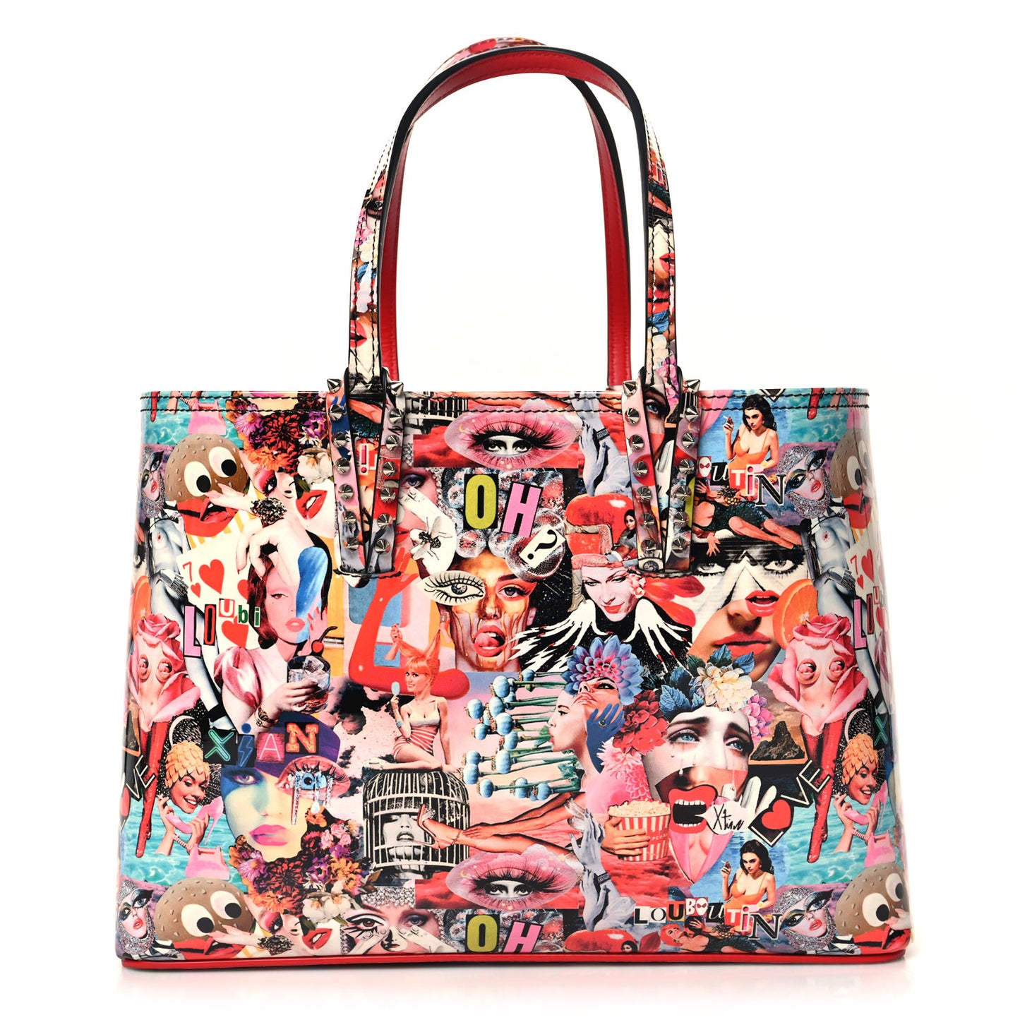 Patent Calfskin Small Oh Xtian Cabata Tote Red