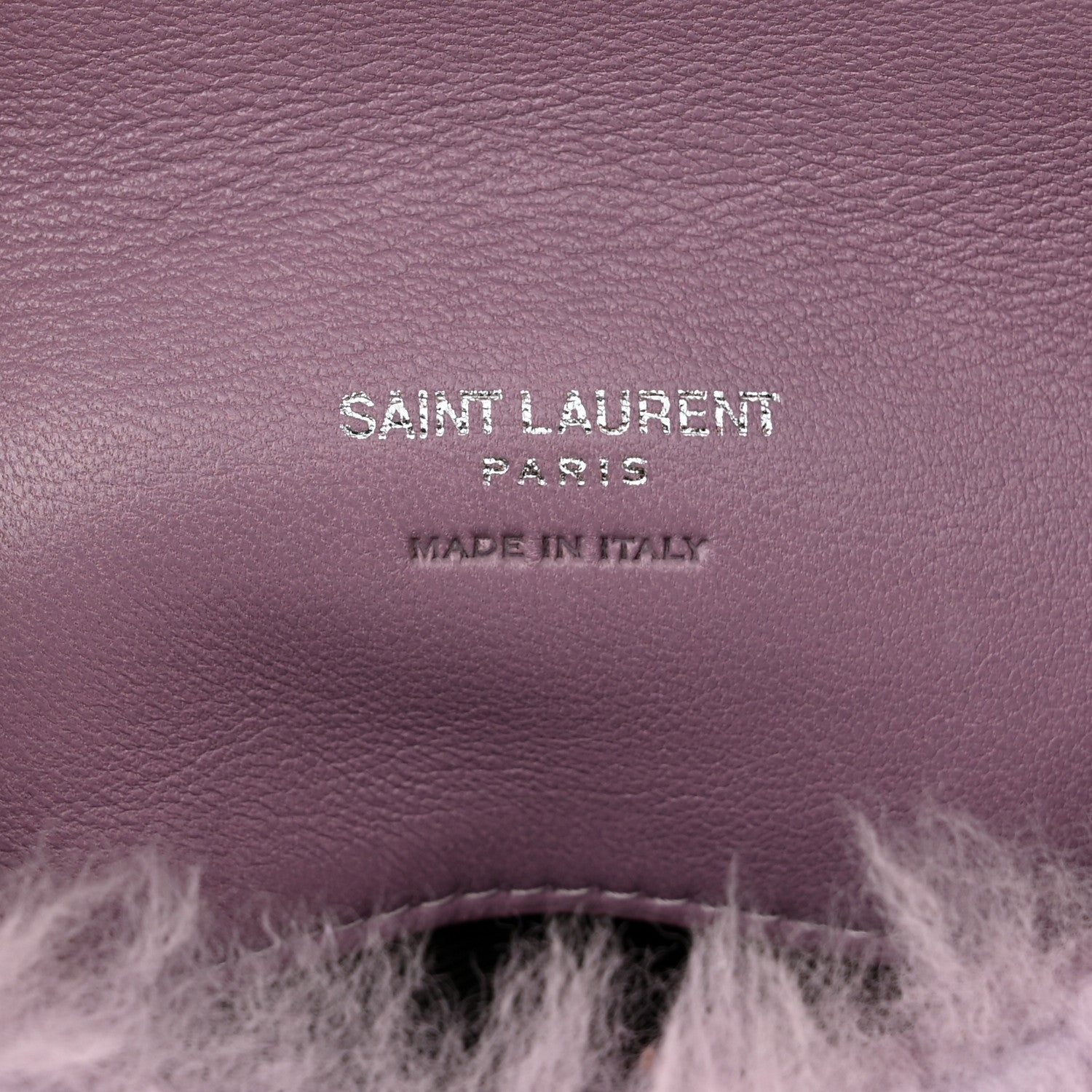 Saint Laurent Shearling Quilted Monogram Loulou Puffer Pouch Clutch Lilac 6 of 10